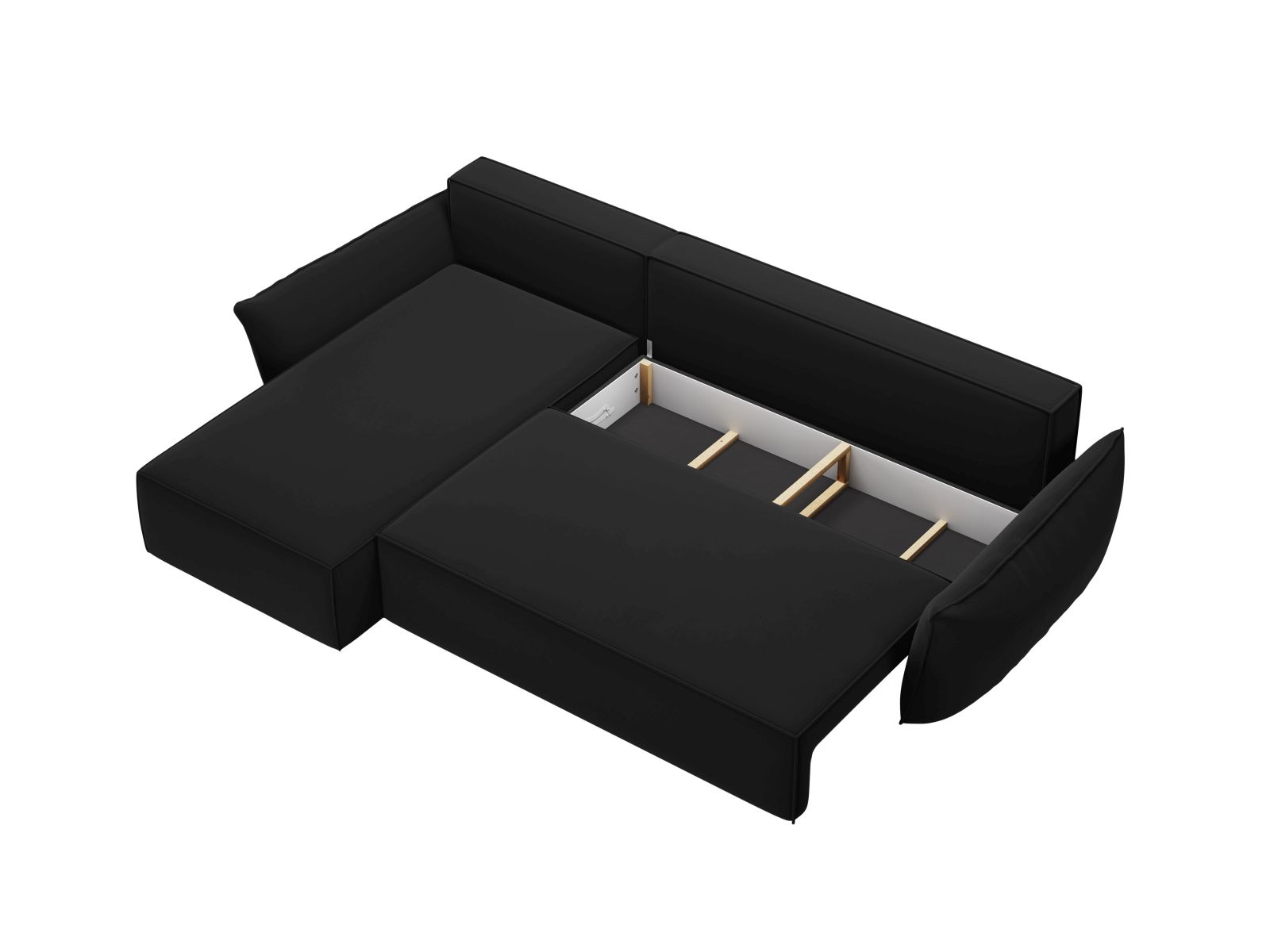 Velvet Left Corner Sofa With Bed Function And Box, "Kaelle", 4 Seats, 252x165x87