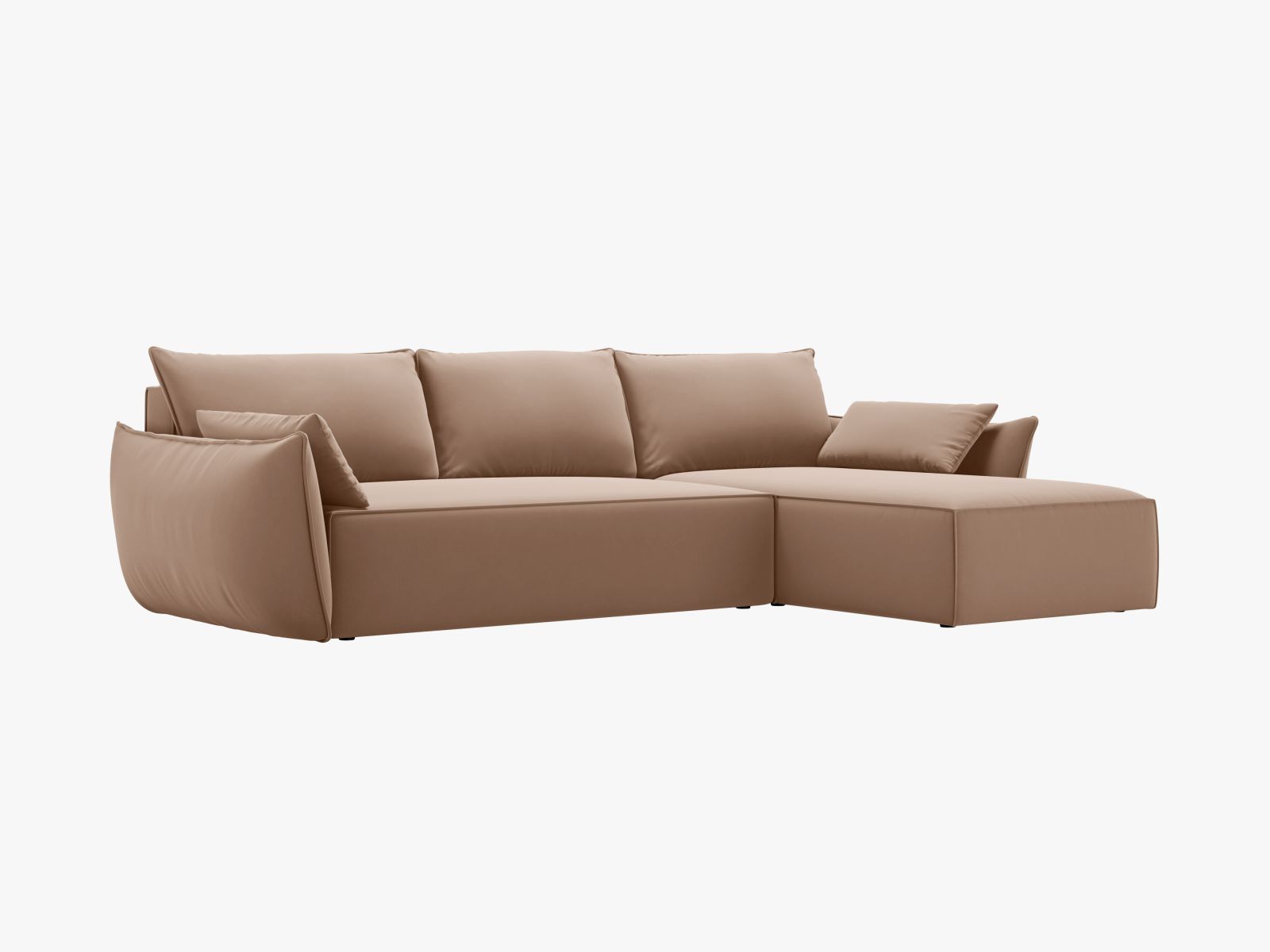 Velvet Left Corner Sofa With Bed Function And Box, "Kaelle", 4 Seats, 252x165x87