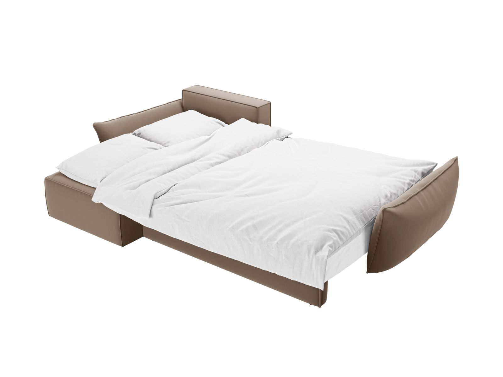Velvet Left Corner Sofa With Bed Function And Box, "Kaelle", 4 Seats, 252x165x87