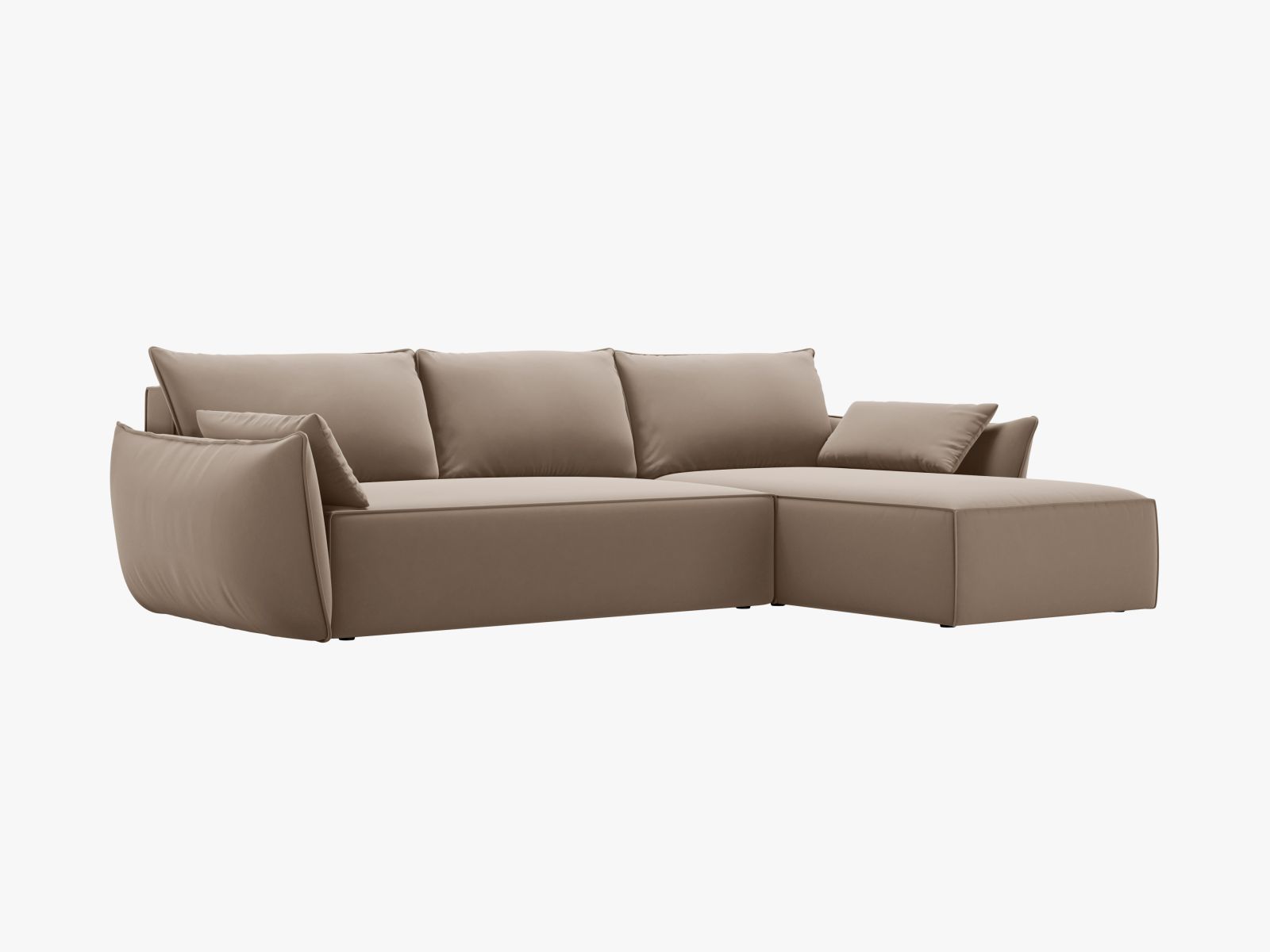 Velvet Left Corner Sofa With Bed Function And Box, "Kaelle", 4 Seats, 252x165x87