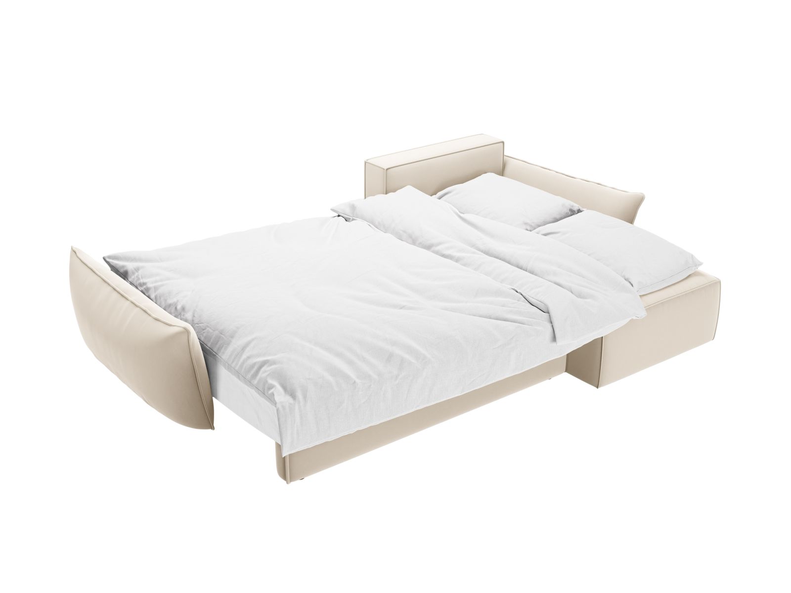 Velvet Right Corner Sofa With Bed Function And Box, "Kaelle", 4 Seats, 252x165x87