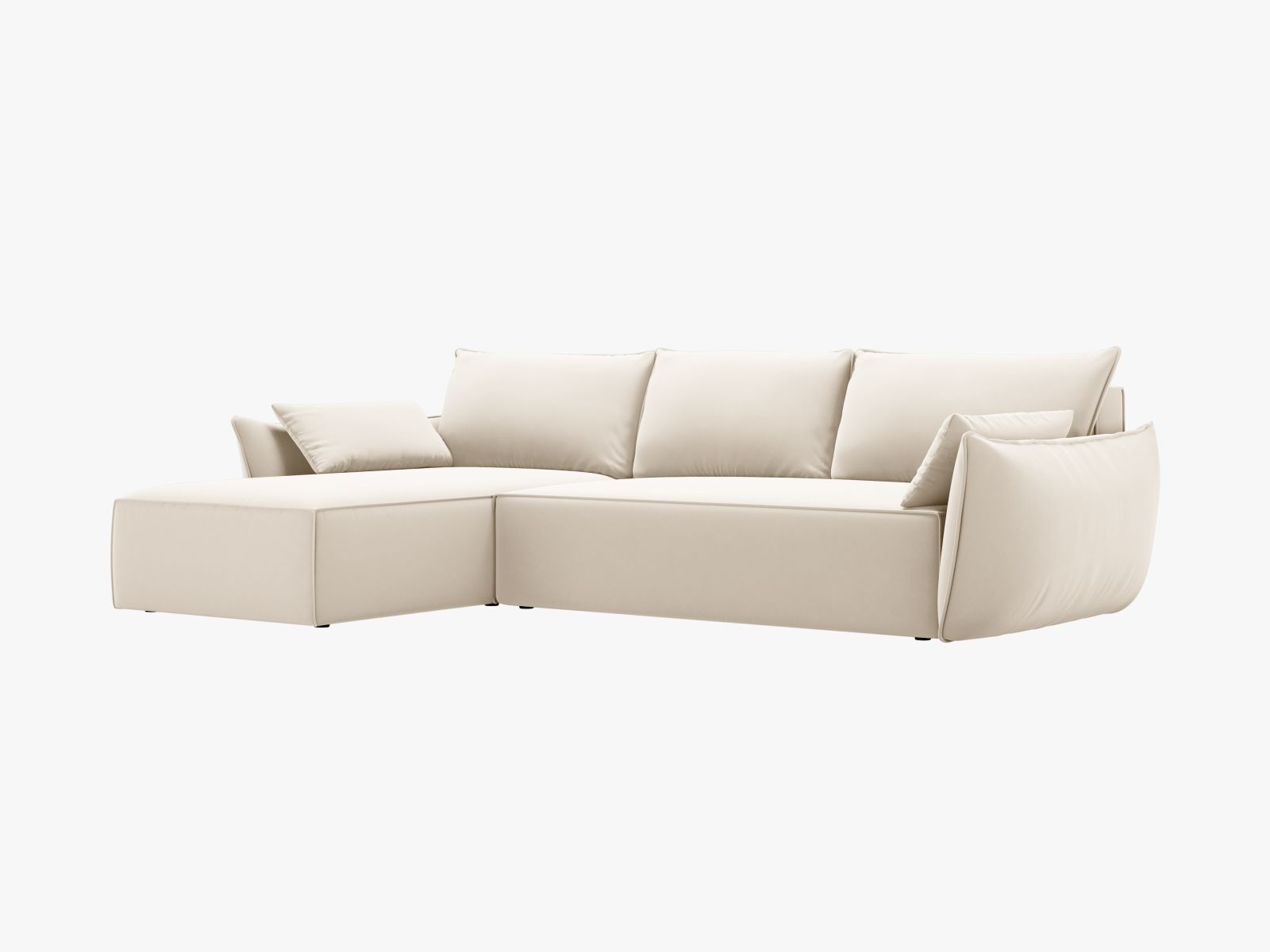 Velvet Right Corner Sofa With Bed Function And Box, "Kaelle", 4 Seats, 252x165x87