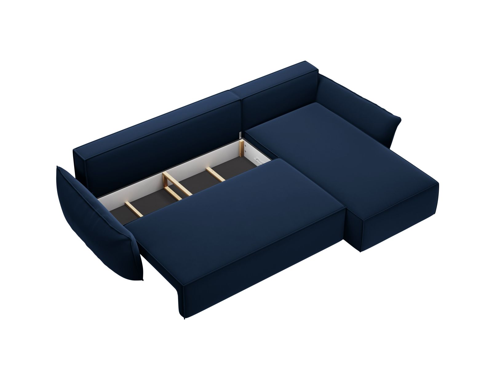 Velvet Right Corner Sofa With Bed Function And Box, "Kaelle", 4 Seats, 252x165x87