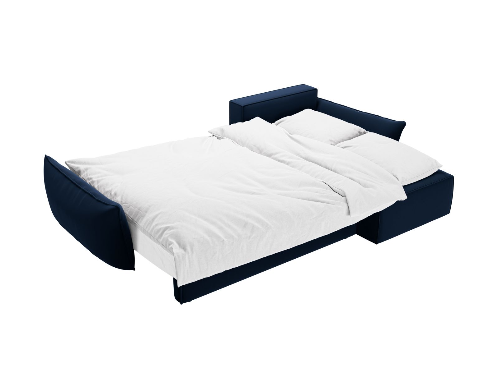 Velvet Right Corner Sofa With Bed Function And Box, "Kaelle", 4 Seats, 252x165x87