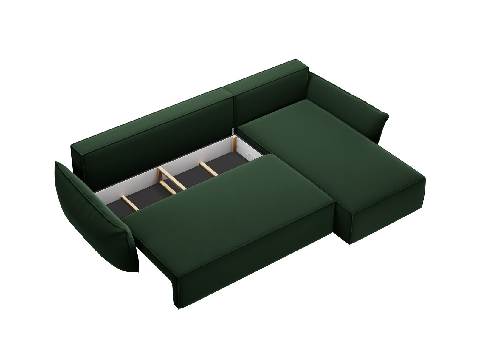 Velvet Right Corner Sofa With Bed Function And Box, "Kaelle", 4 Seats, 252x165x87