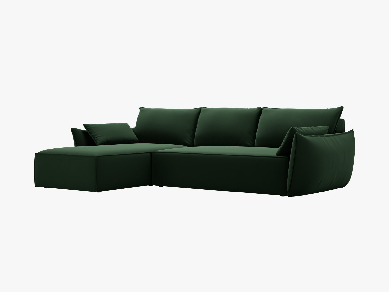 Velvet Right Corner Sofa With Bed Function And Box, "Kaelle", 4 Seats, 252x165x87