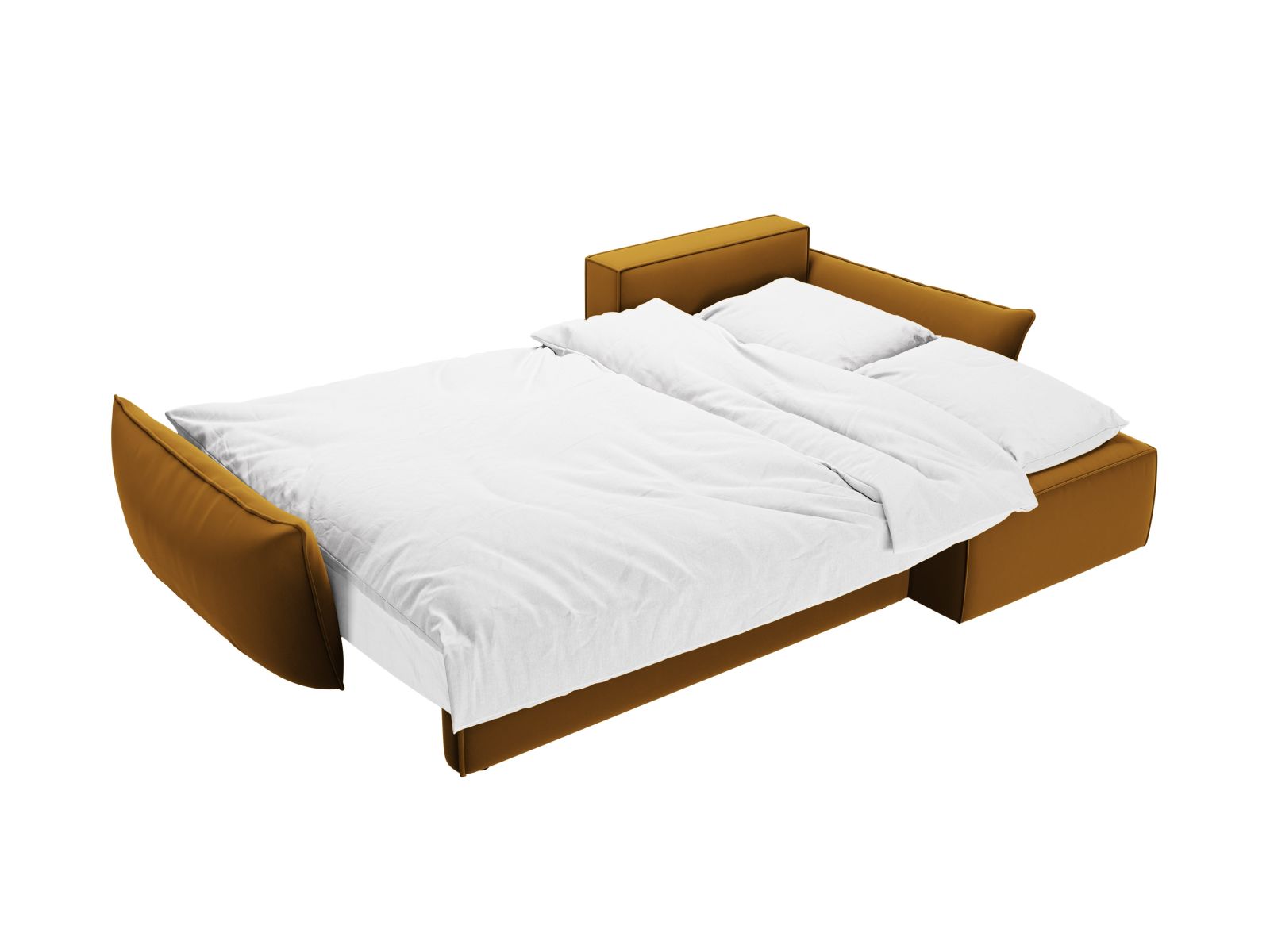 Velvet Right Corner Sofa With Bed Function And Box, "Kaelle", 4 Seats, 252x165x87