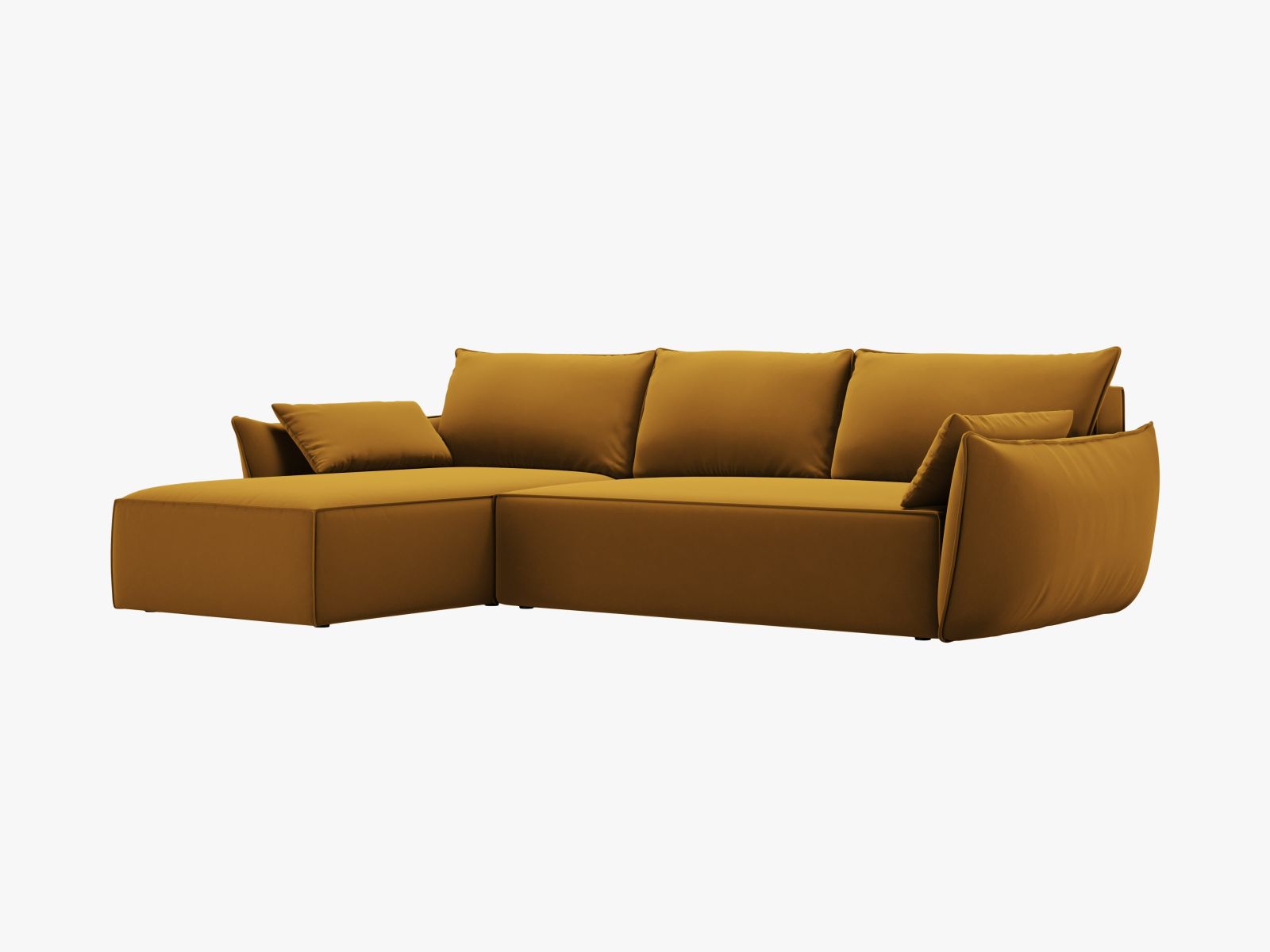 Velvet Right Corner Sofa With Bed Function And Box, "Kaelle", 4 Seats, 252x165x87
