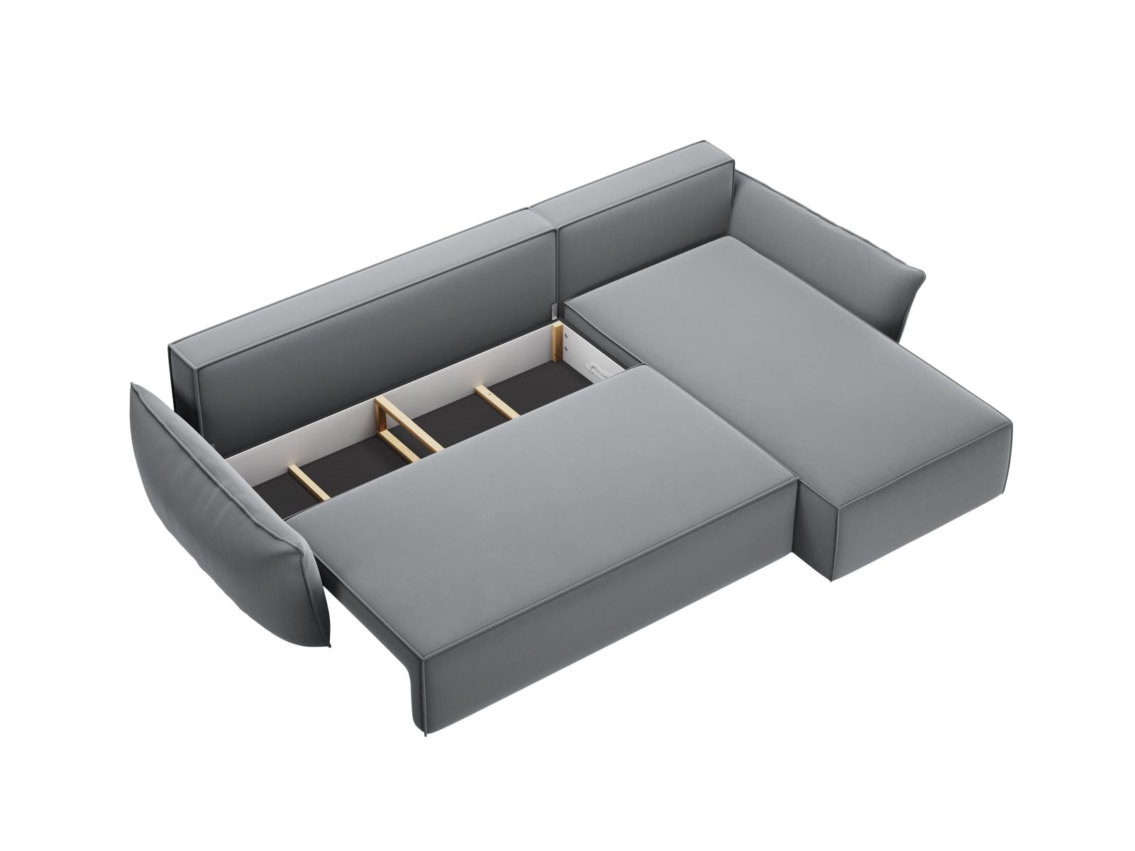 Velvet Right Corner Sofa With Bed Function And Box, "Kaelle", 4 Seats, 252x165x87
