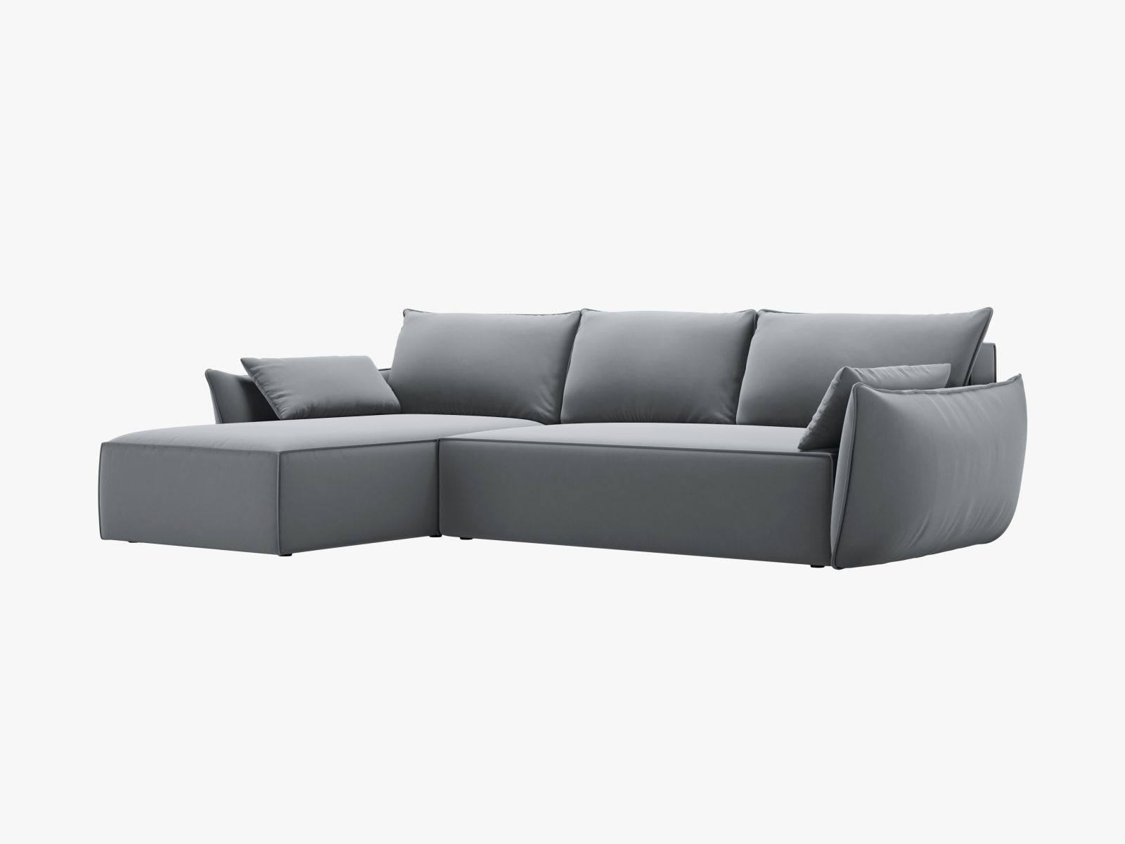 Velvet Right Corner Sofa With Bed Function And Box, "Kaelle", 4 Seats, 252x165x87