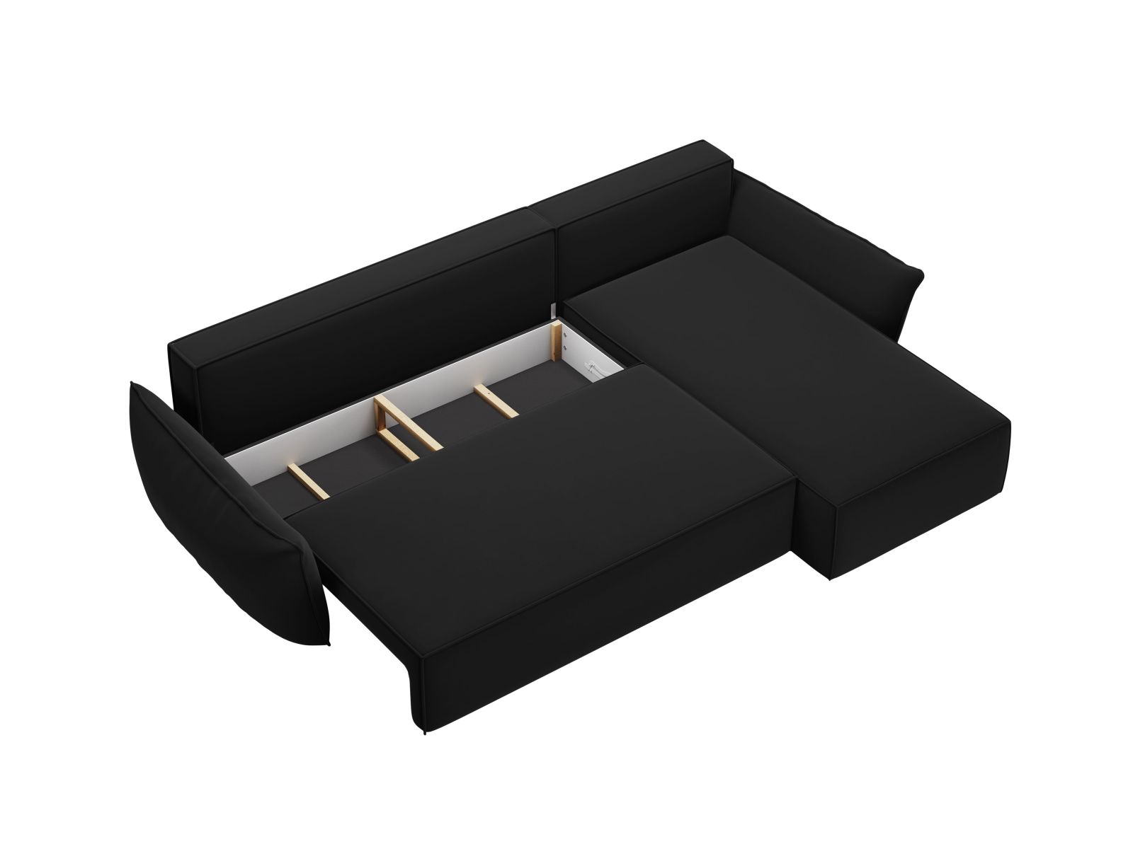 Velvet Right Corner Sofa With Bed Function And Box, "Kaelle", 4 Seats, 252x165x87