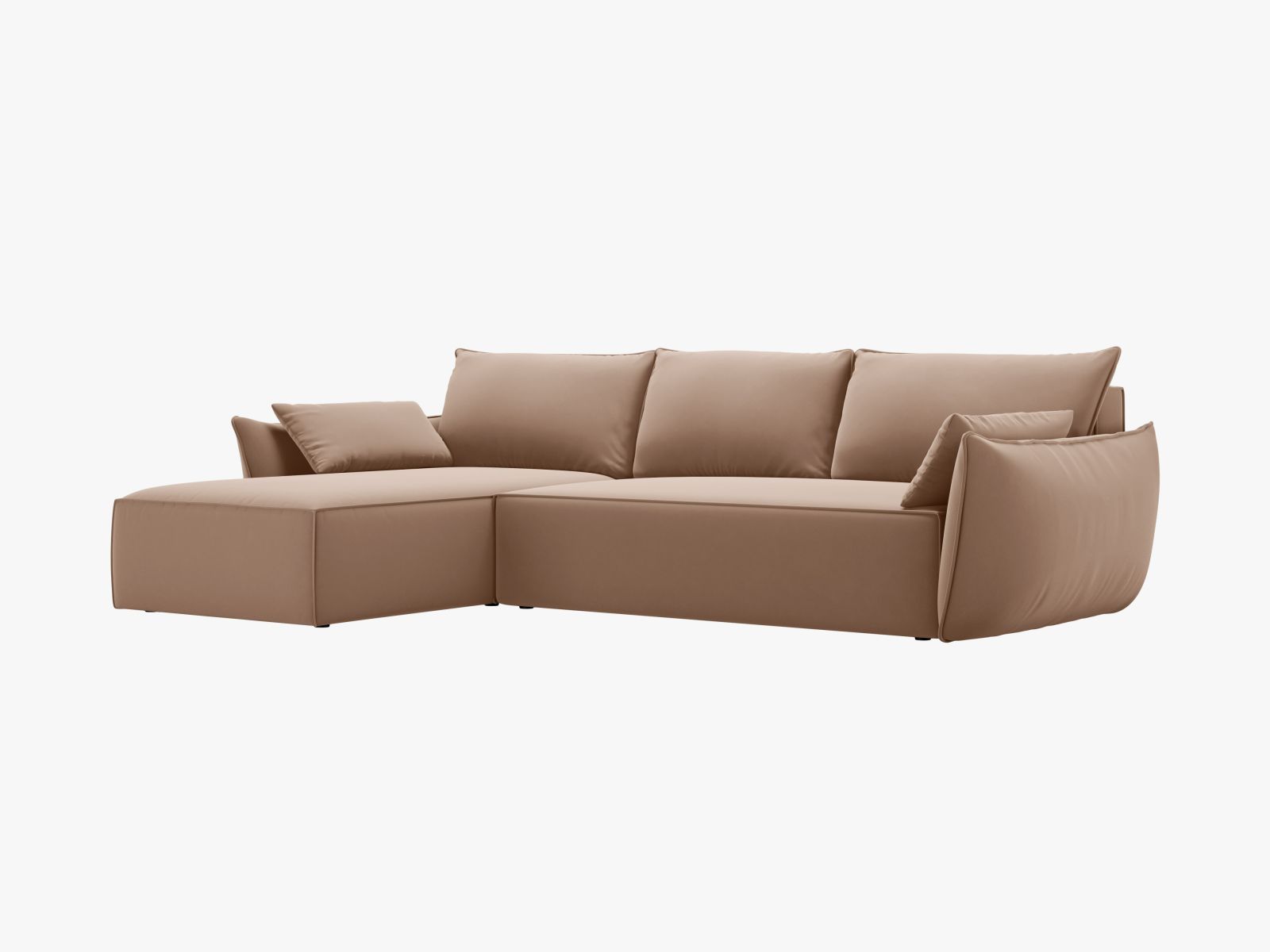 Velvet Right Corner Sofa With Bed Function And Box, "Kaelle", 4 Seats, 252x165x87