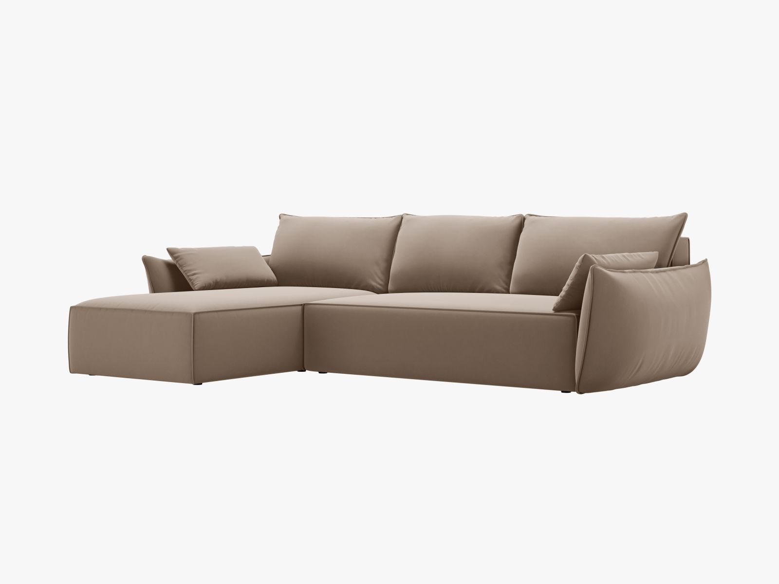 Velvet Right Corner Sofa With Bed Function And Box, "Kaelle", 4 Seats, 252x165x87