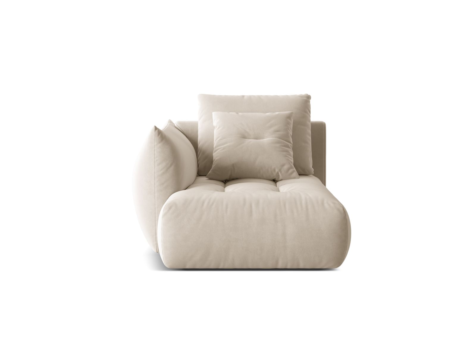 Velvet Chaise Longue Left, "Bloom", 1 Seat, 112x152x97