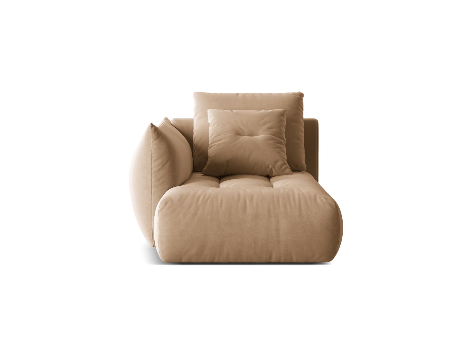 Velvet Chaise Longue Left, "Bloom", 1 Seat, 112x152x97