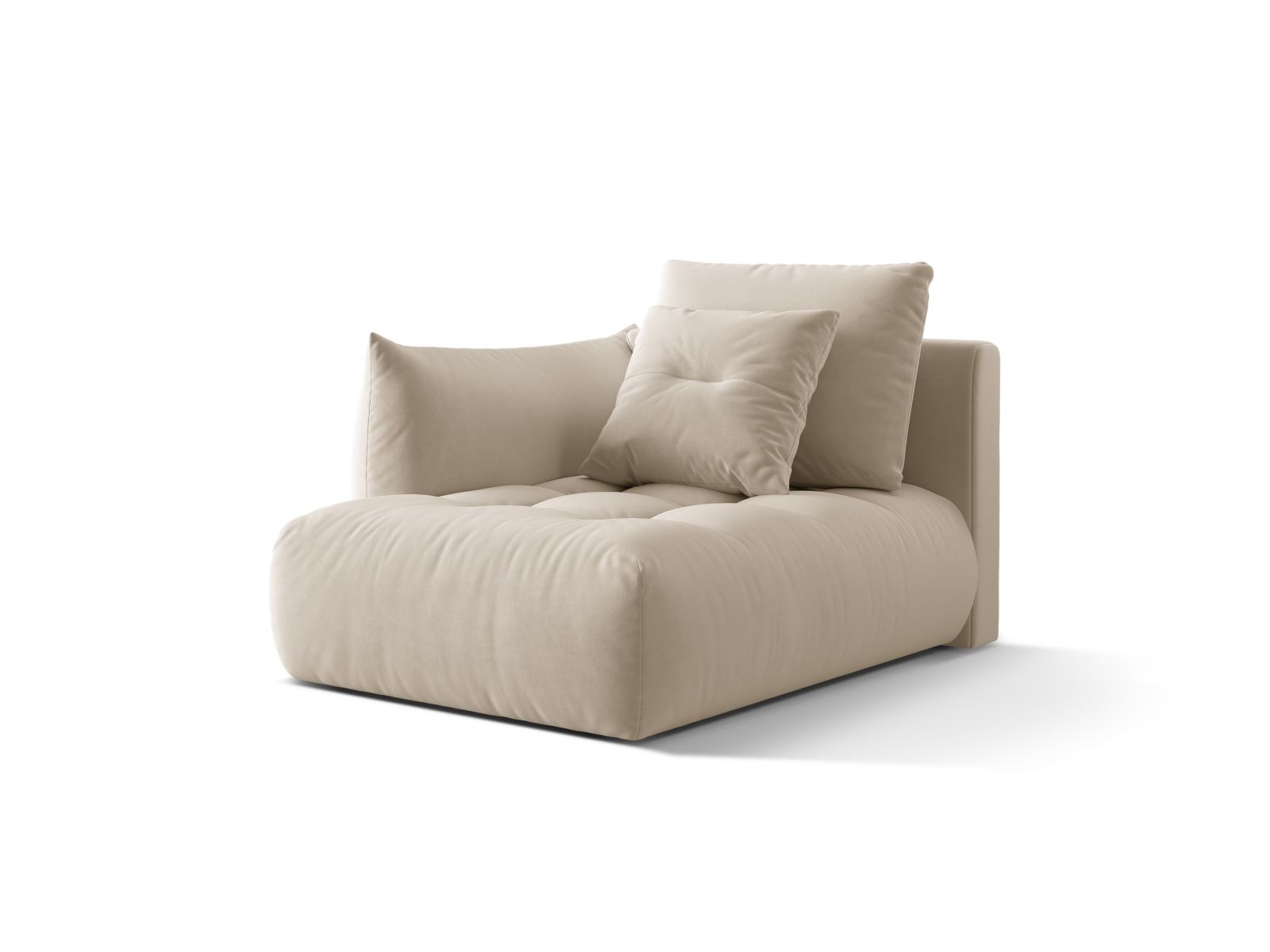 Velvet Chaise Longue Left, "Bloom", 1 Seat, 112x152x97