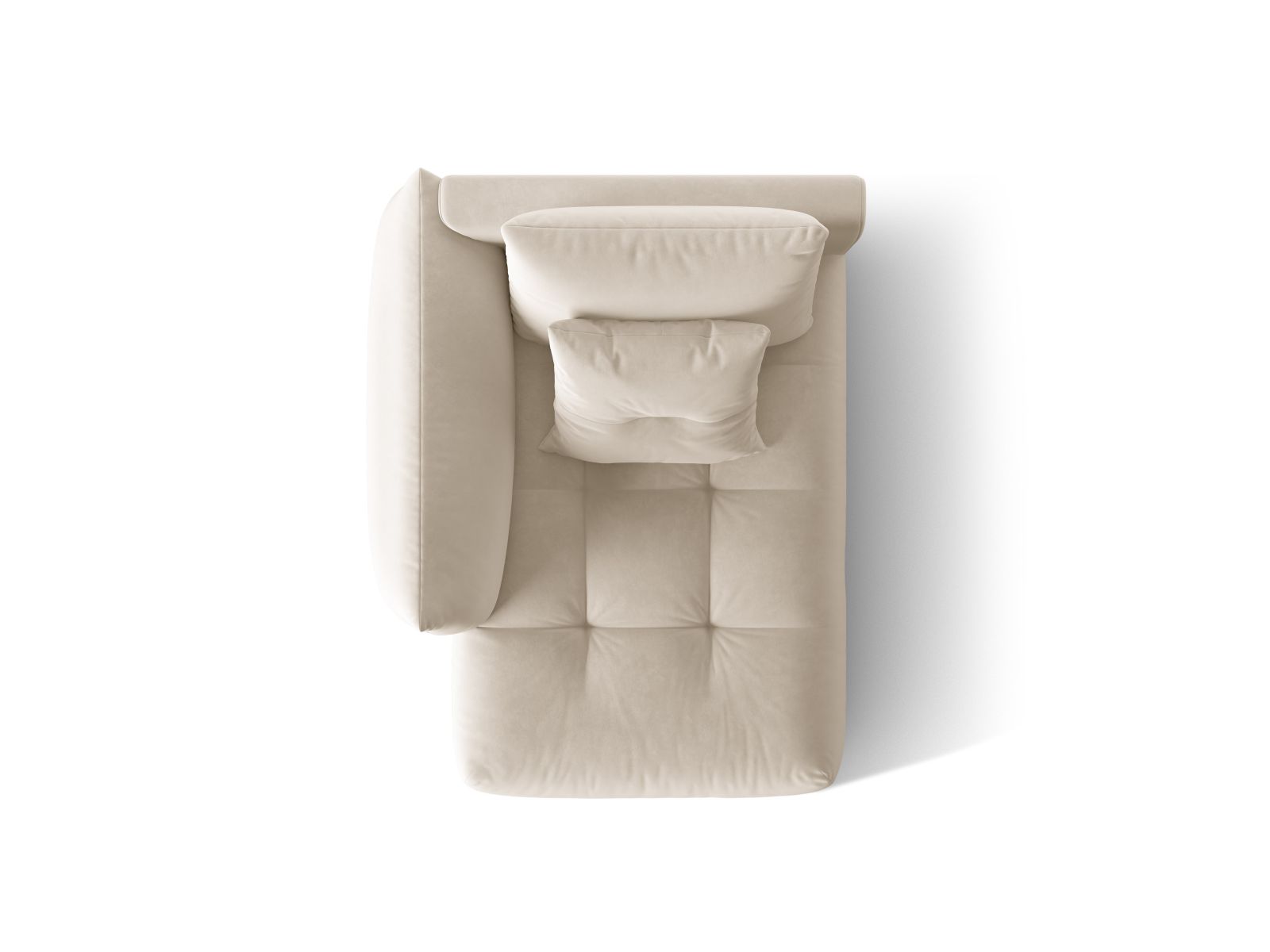 Velvet Chaise Longue Left, "Bloom", 1 Seat, 112x152x97