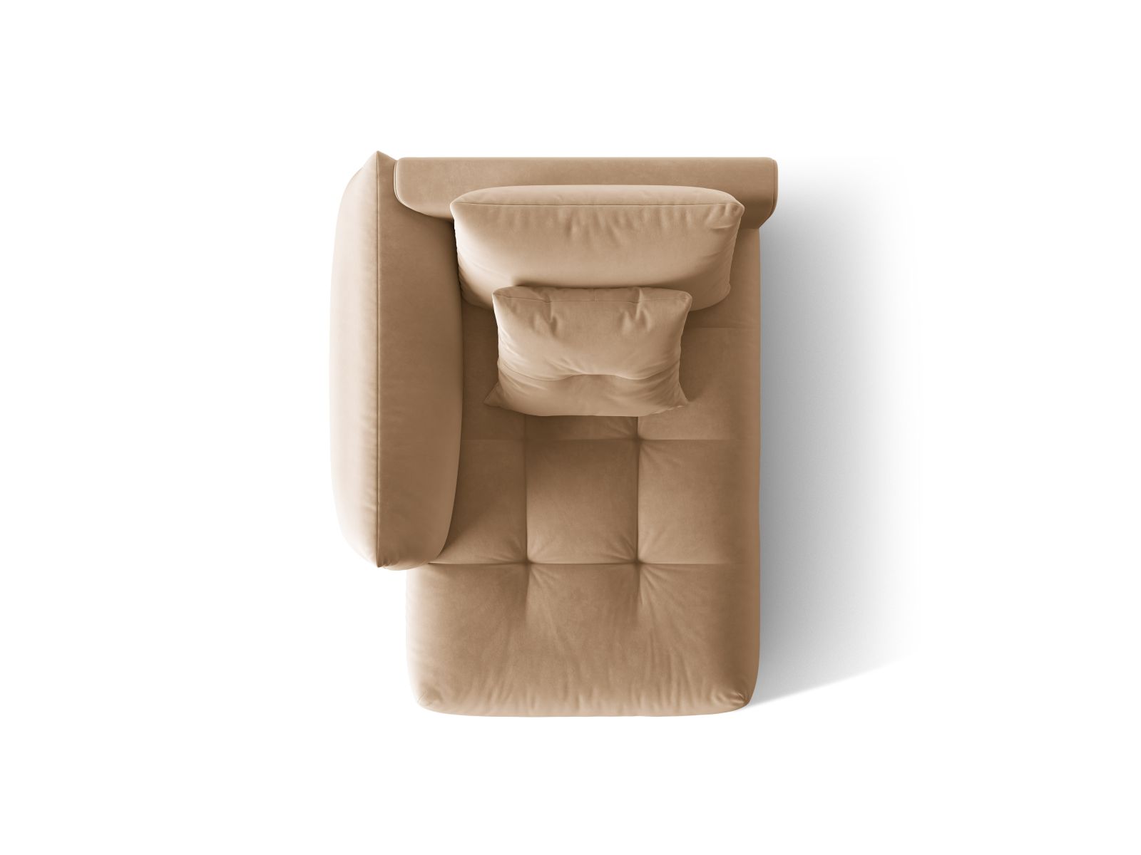 Velvet Chaise Longue Left, "Bloom", 1 Seat, 112x152x97