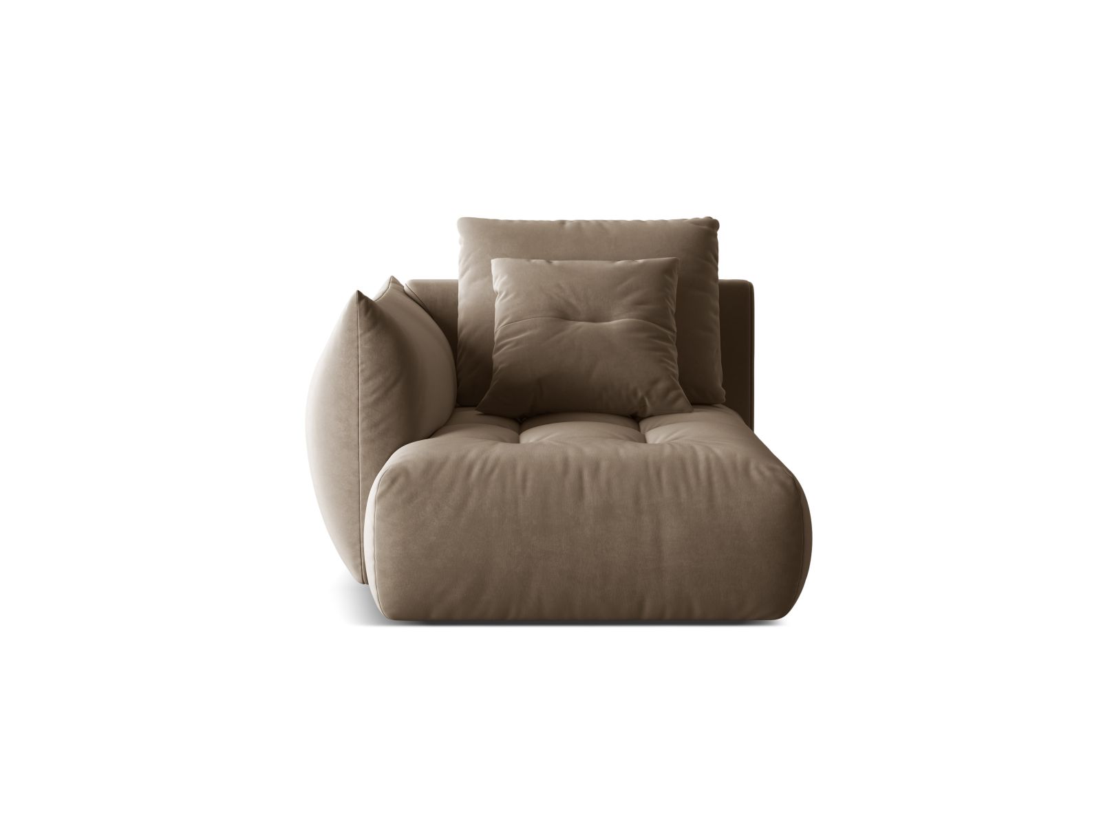Velvet Chaise Longue Left, "Bloom", 1 Seat, 112x152x97