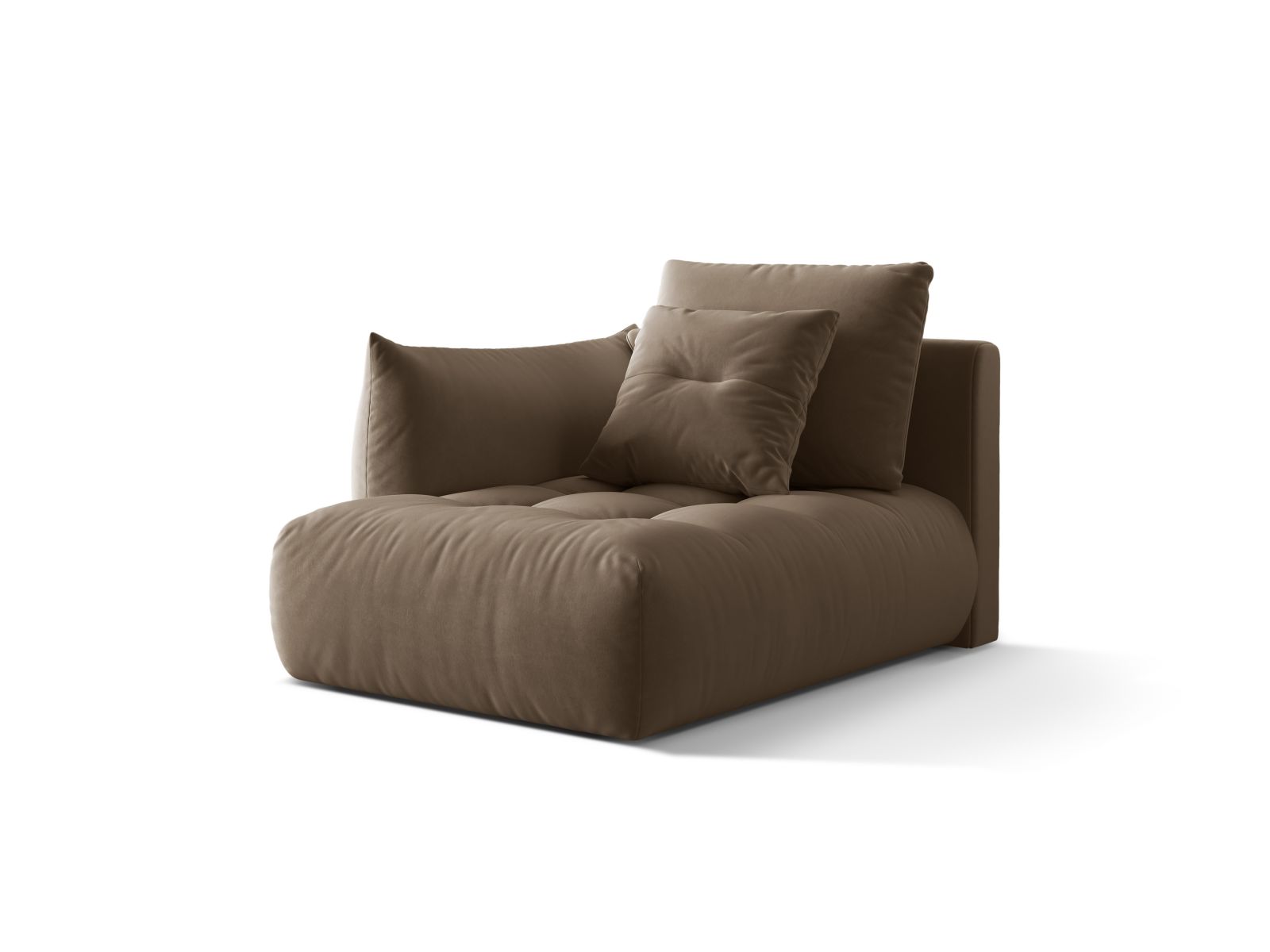Velvet Chaise Longue Left, "Bloom", 1 Seat, 112x152x97