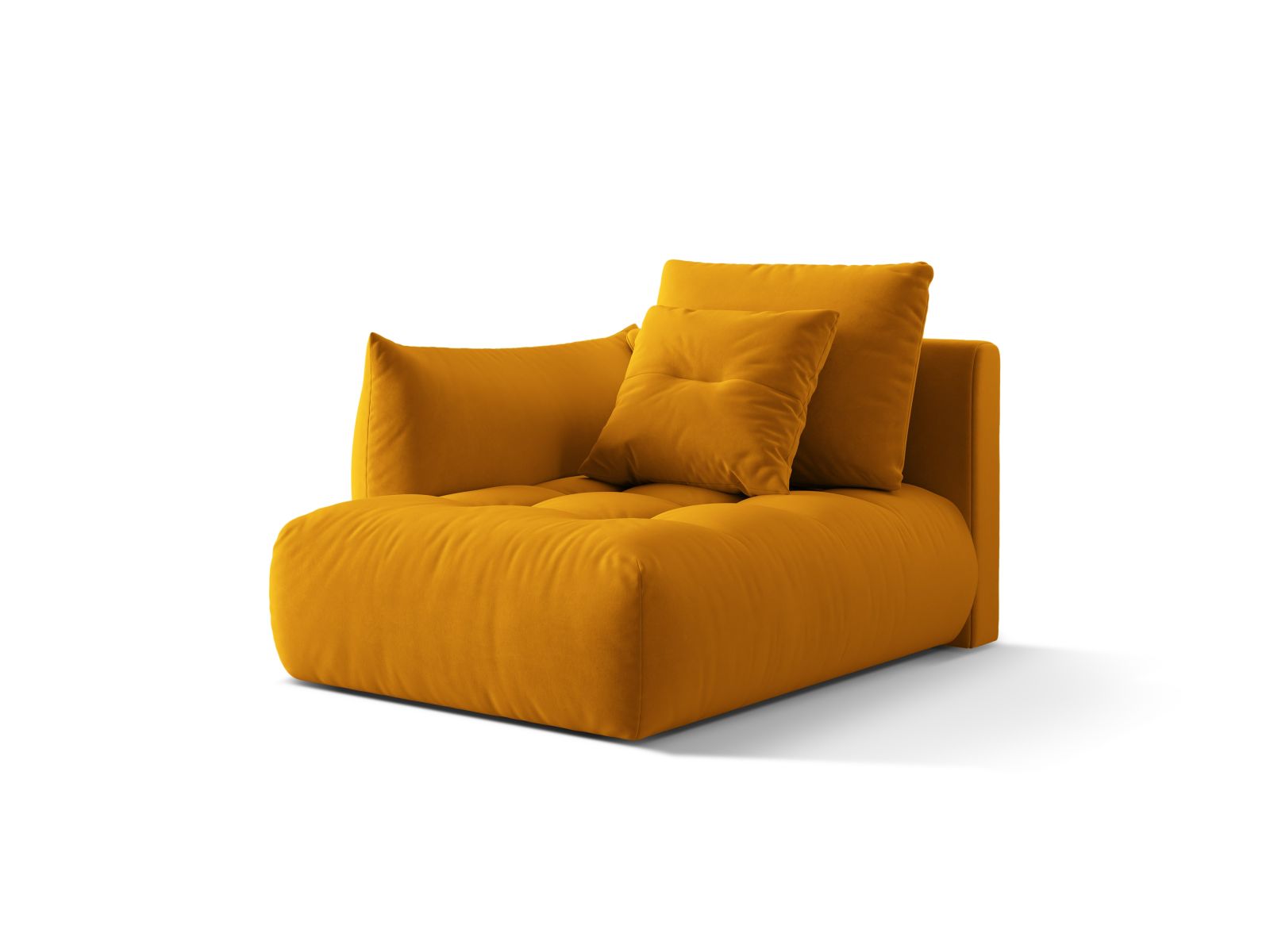 Velvet Chaise Longue Left, "Bloom", 1 Seat, 112x152x97