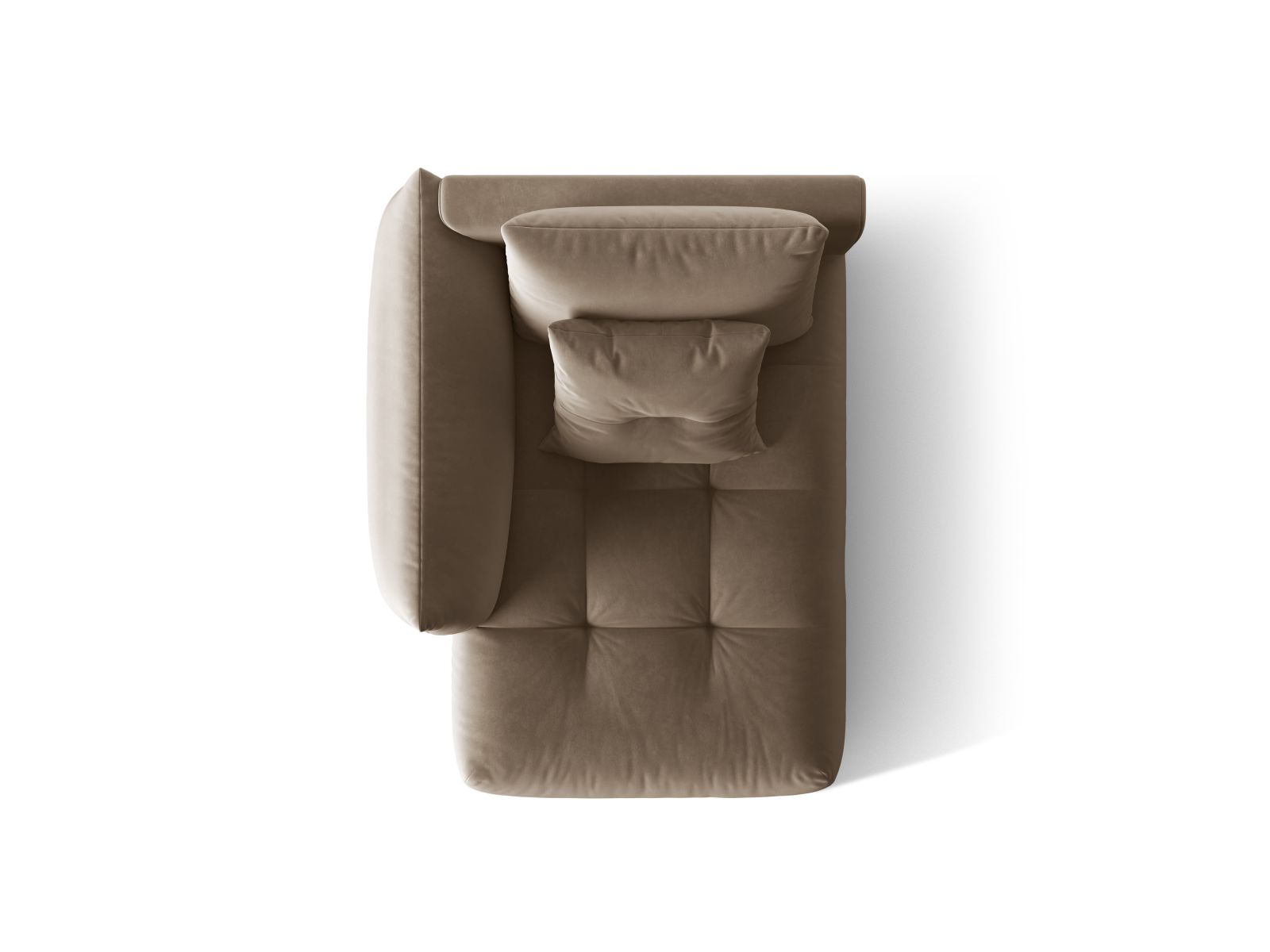 Velvet Chaise Longue Left, "Bloom", 1 Seat, 112x152x97