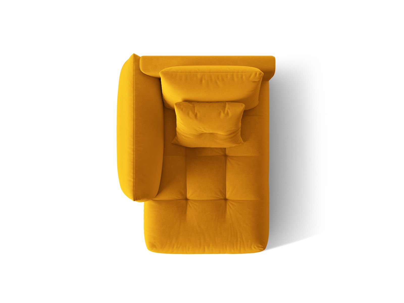 Velvet Chaise Longue Left, "Bloom", 1 Seat, 112x152x97