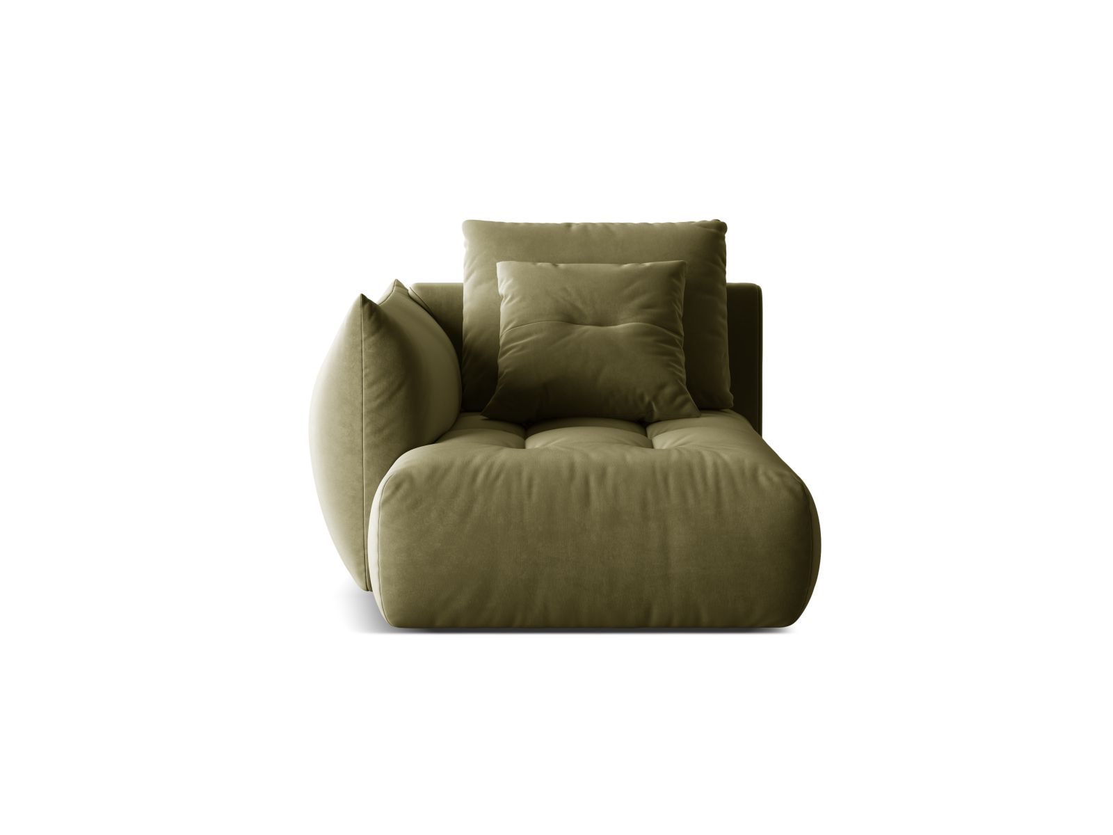 Velvet Chaise Longue Left, "Bloom", 1 Seat, 112x152x97