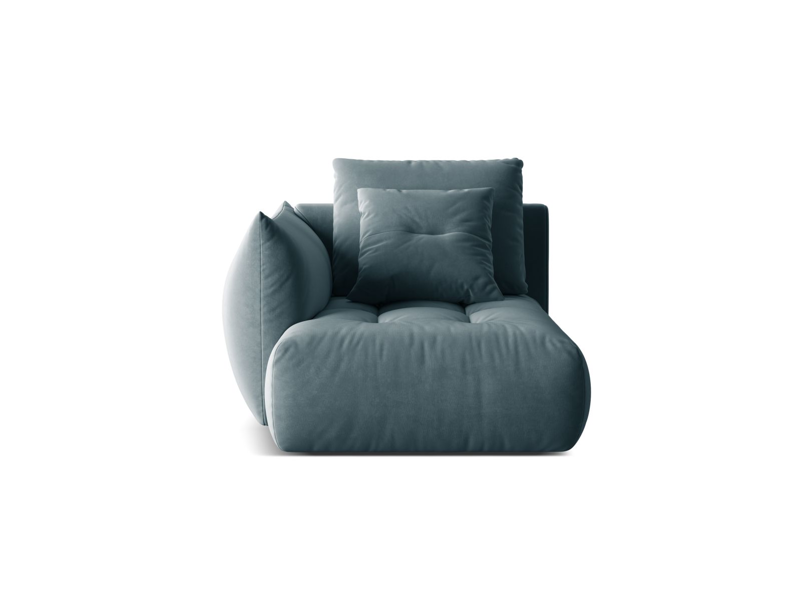 Velvet Chaise Longue Left, "Bloom", 1 Seat, 112x152x97