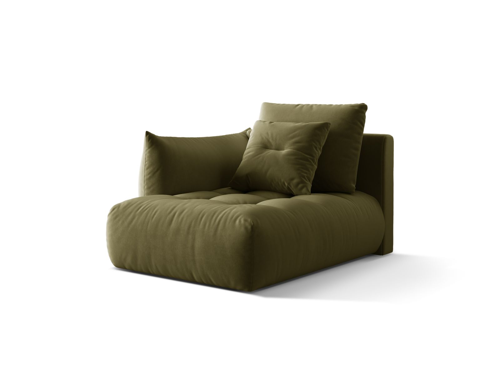 Velvet Chaise Longue Left, "Bloom", 1 Seat, 112x152x97