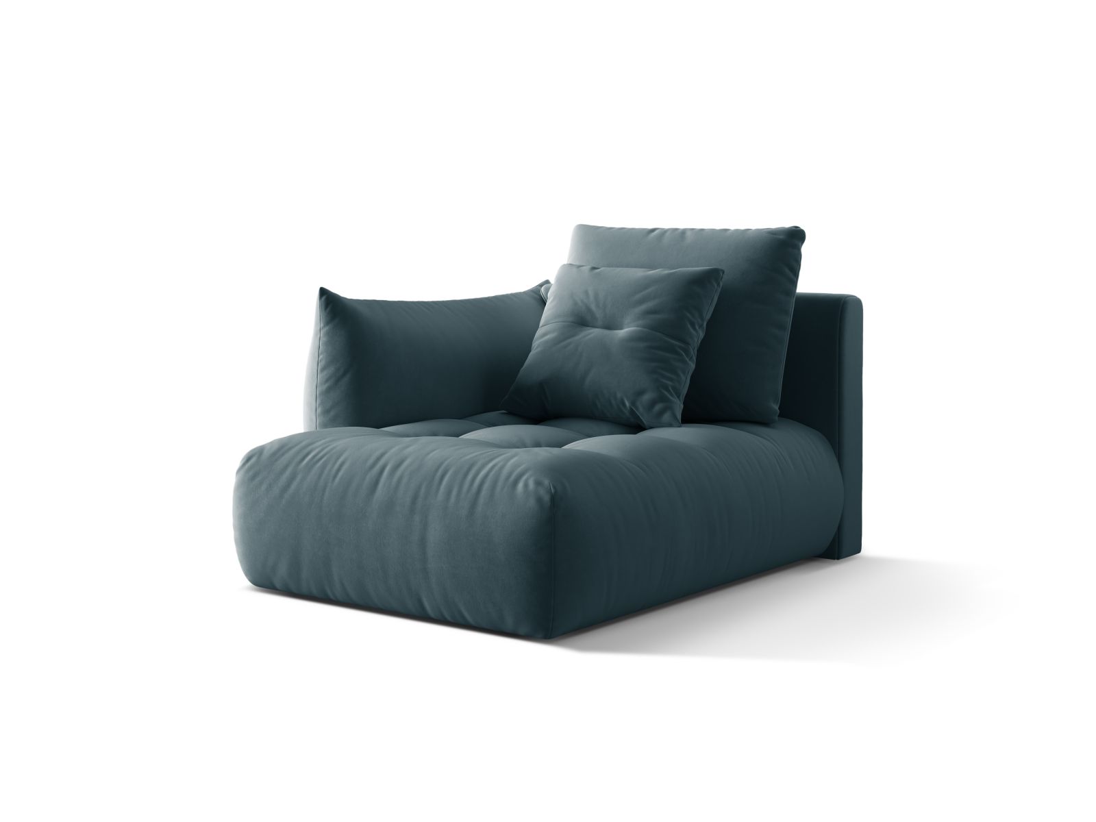 Velvet Chaise Longue Left, "Bloom", 1 Seat, 112x152x97