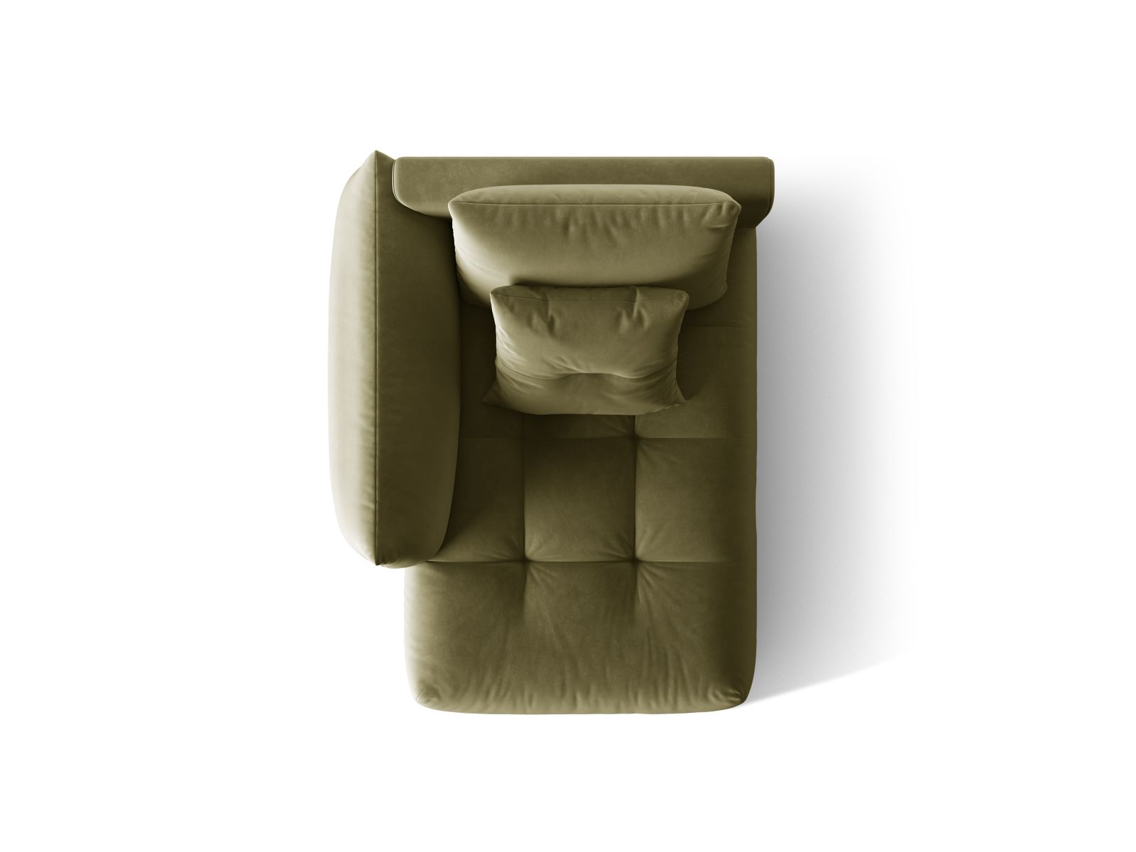 Velvet Chaise Longue Left, "Bloom", 1 Seat, 112x152x97