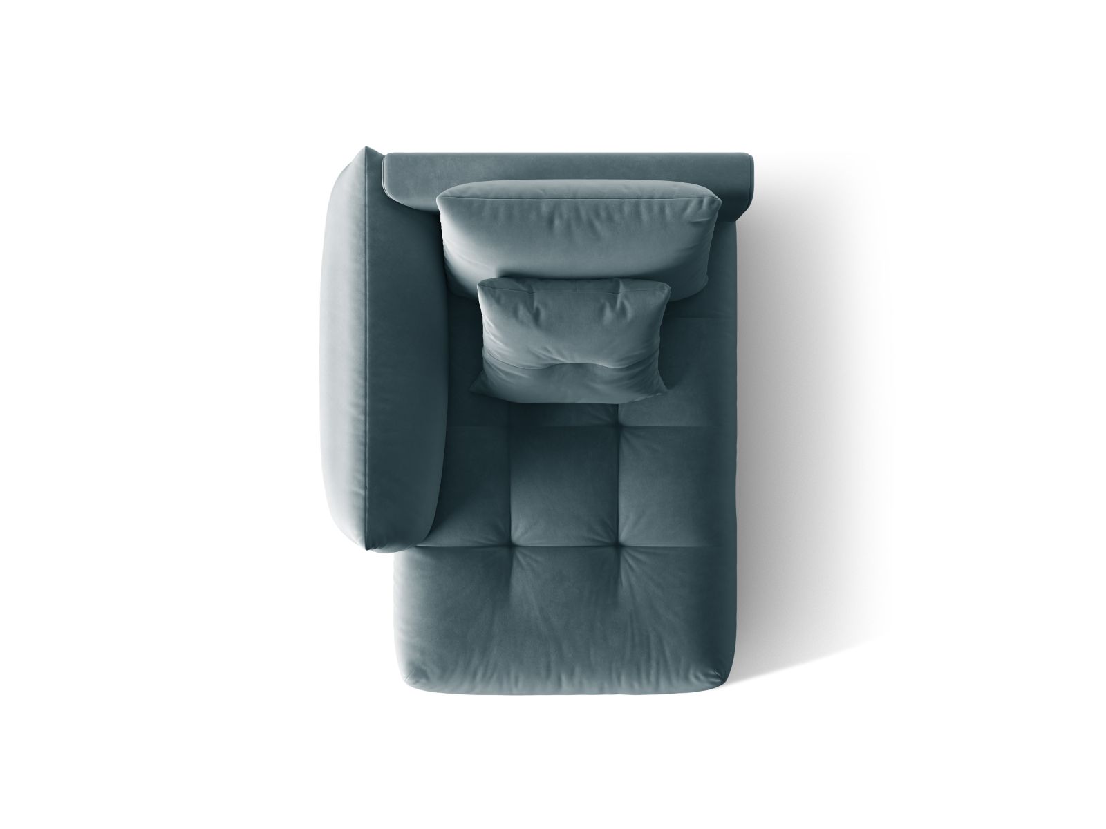 Velvet Chaise Longue Left, "Bloom", 1 Seat, 112x152x97
