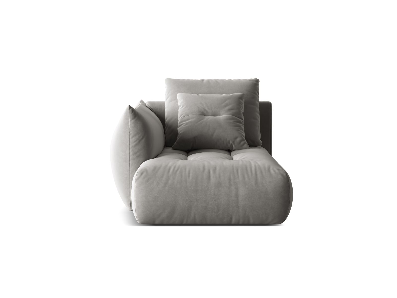 Velvet Chaise Longue Left, "Bloom", 1 Seat, 112x152x97
