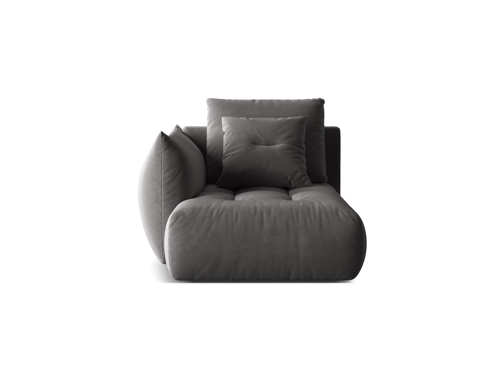 Velvet Chaise Longue Left, "Bloom", 1 Seat, 112x152x97