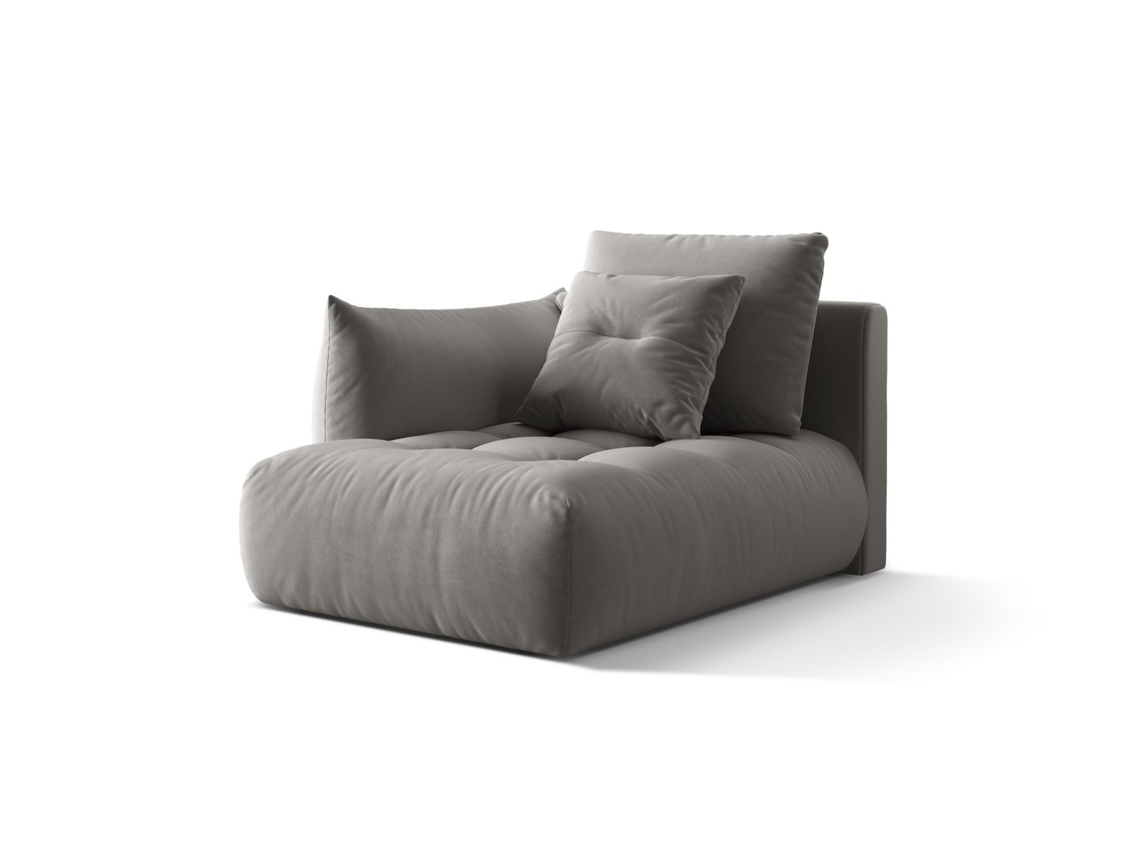 Velvet Chaise Longue Left, "Bloom", 1 Seat, 112x152x97