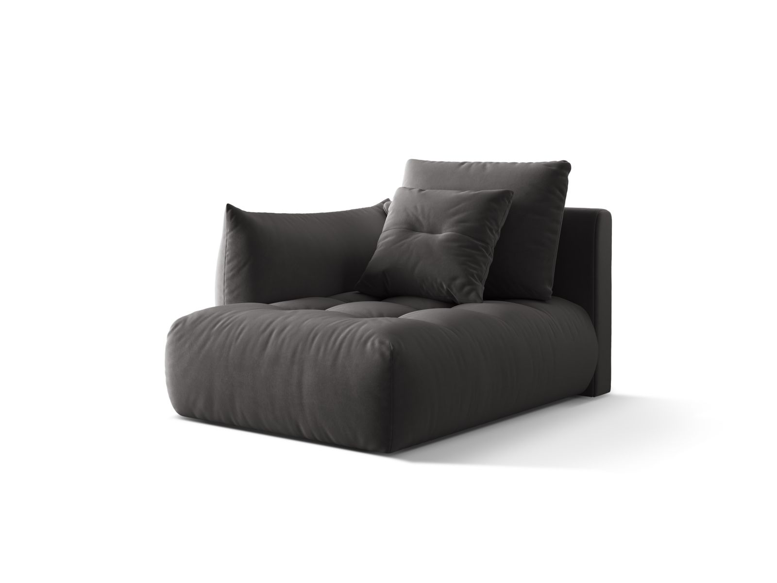 Velvet Chaise Longue Left, "Bloom", 1 Seat, 112x152x97