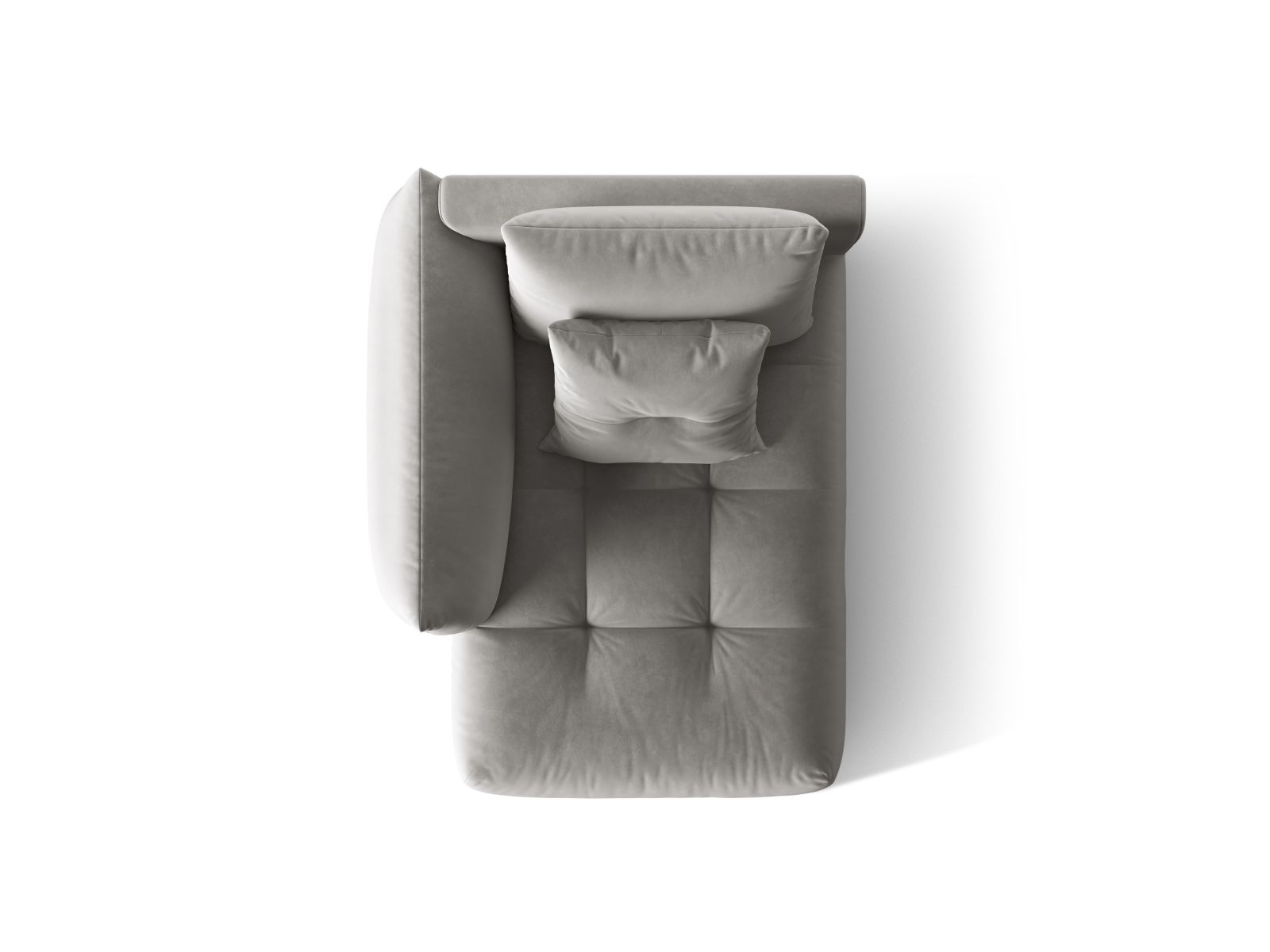 Velvet Chaise Longue Left, "Bloom", 1 Seat, 112x152x97