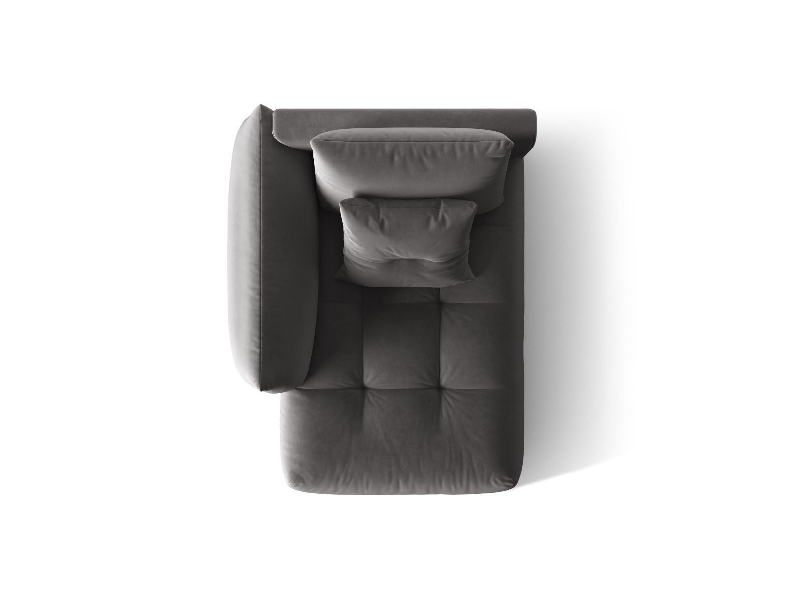 Velvet Chaise Longue Left, "Bloom", 1 Seat, 112x152x97