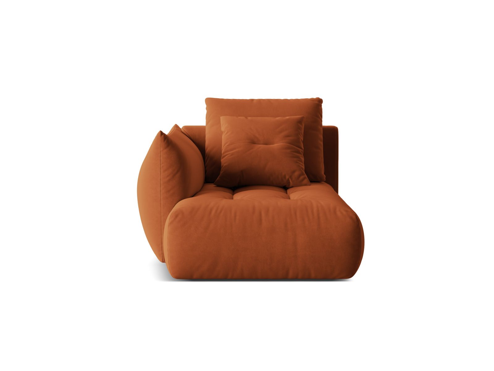 Velvet Chaise Longue Left, "Bloom", 1 Seat, 112x152x97
