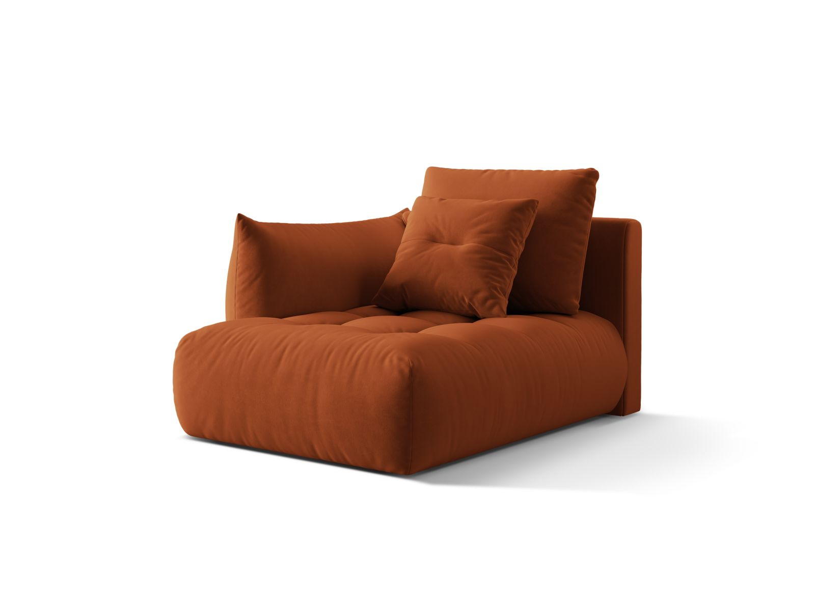 Velvet Chaise Longue Left, "Bloom", 1 Seat, 112x152x97
