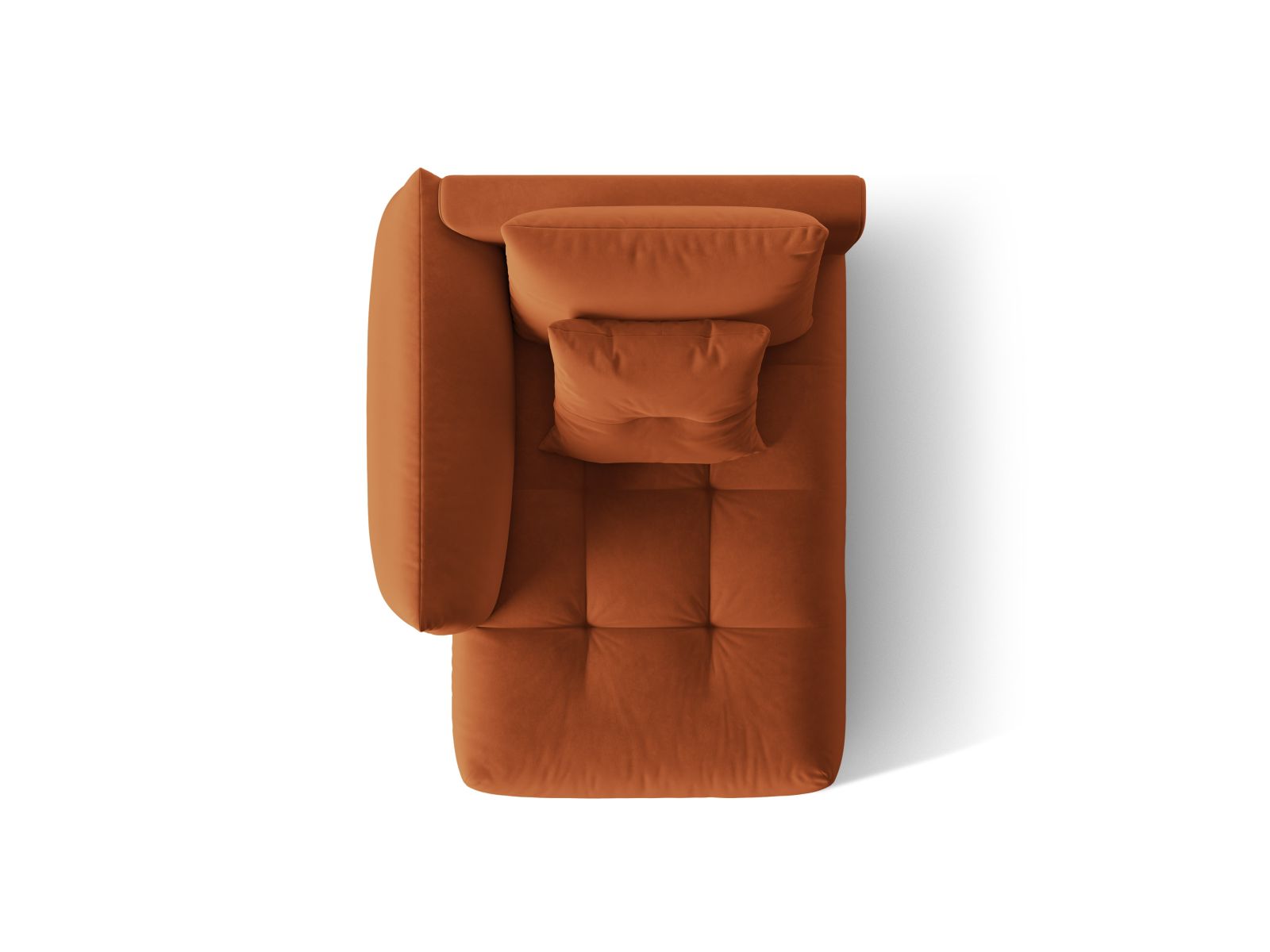 Velvet Chaise Longue Left, "Bloom", 1 Seat, 112x152x97