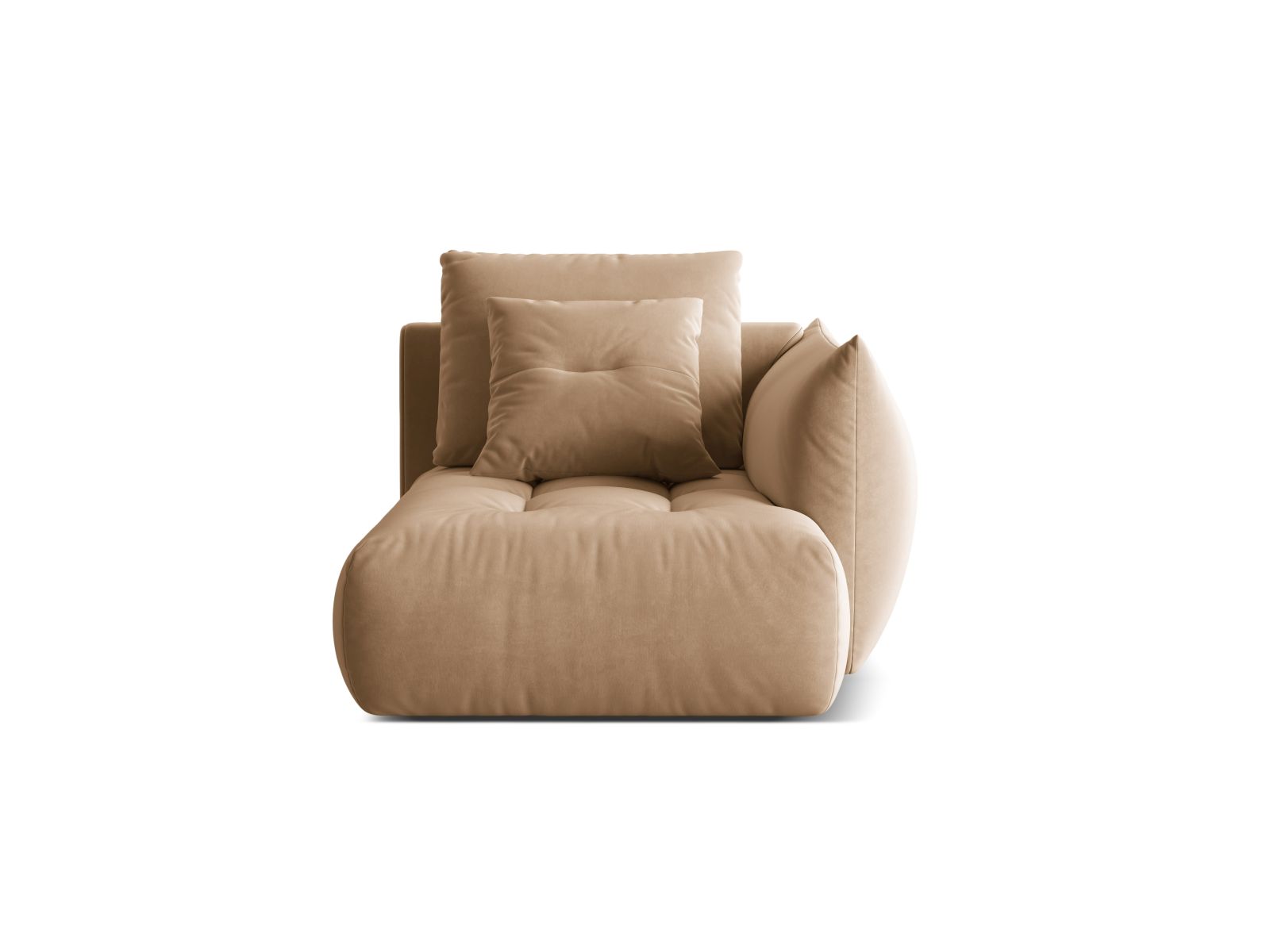 Velvet Chaise Longue Right, "Bloom", 1 Seat, 112x152x97