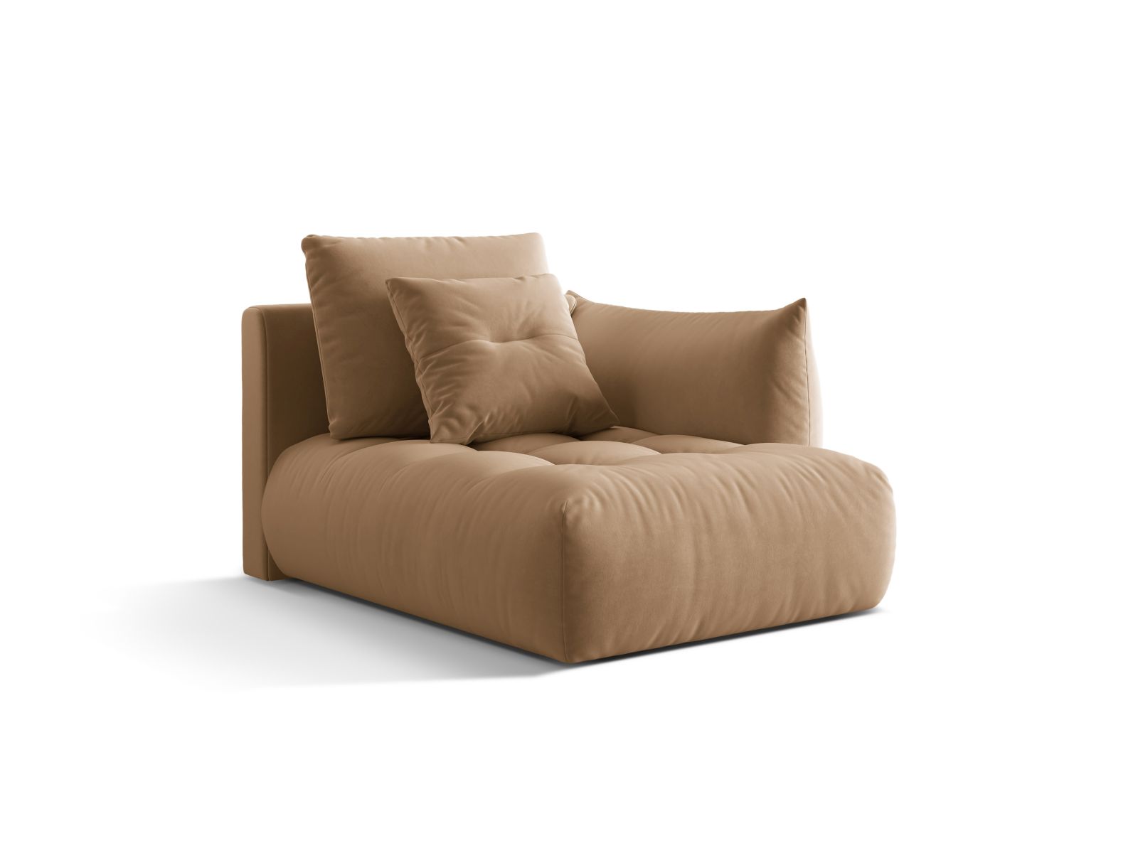 Velvet Chaise Longue Right, "Bloom", 1 Seat, 112x152x97