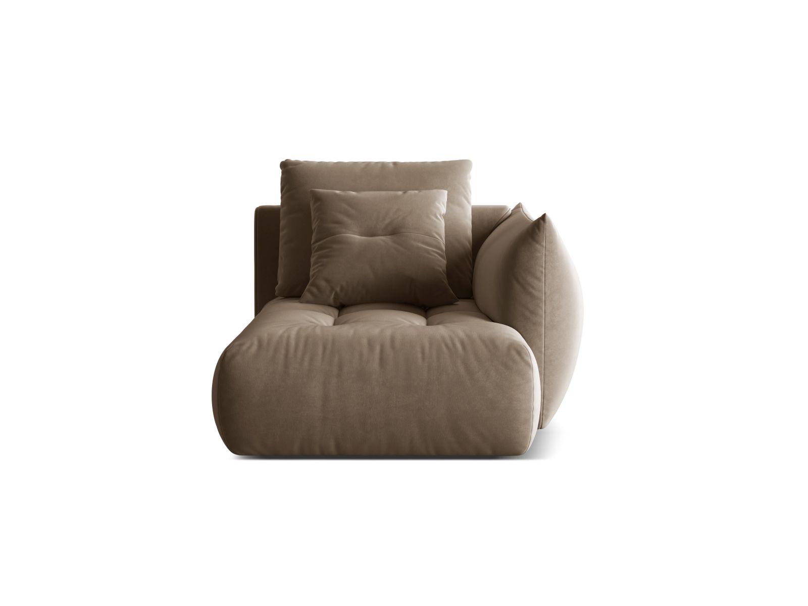 Velvet Chaise Longue Right, "Bloom", 1 Seat, 112x152x97