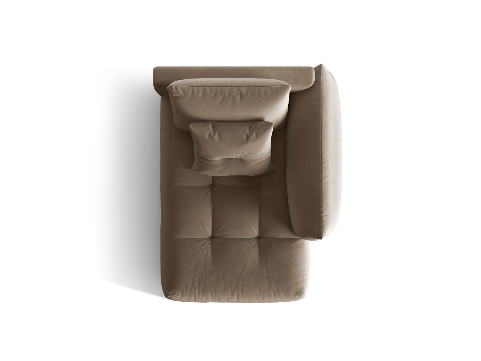 Velvet Chaise Longue Right, "Bloom", 1 Seat, 112x152x97