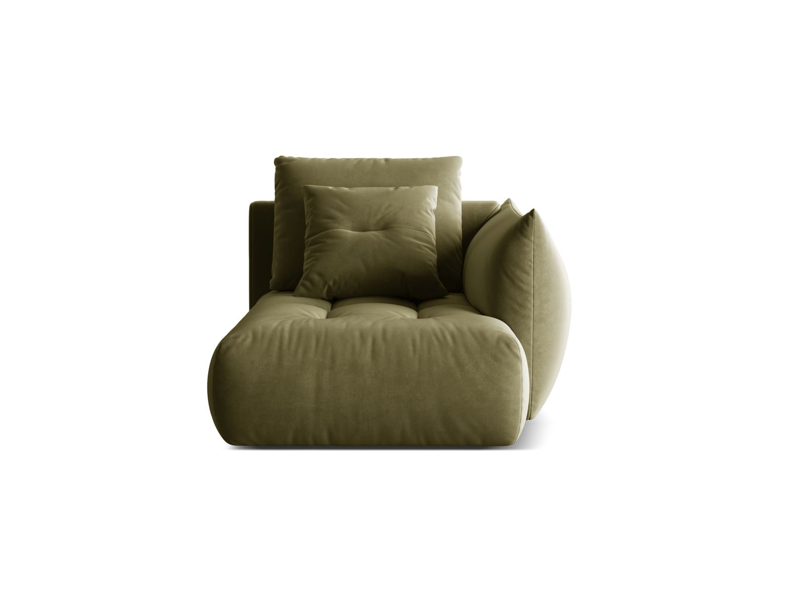 Velvet Chaise Longue Right, "Bloom", 1 Seat, 112x152x97