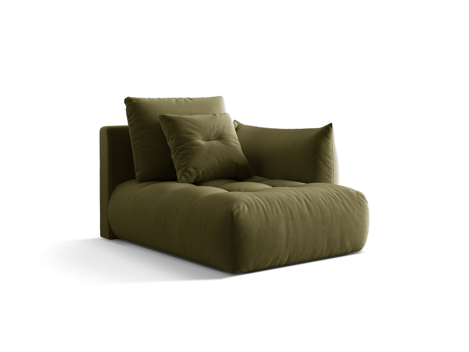 Velvet Chaise Longue Right, "Bloom", 1 Seat, 112x152x97