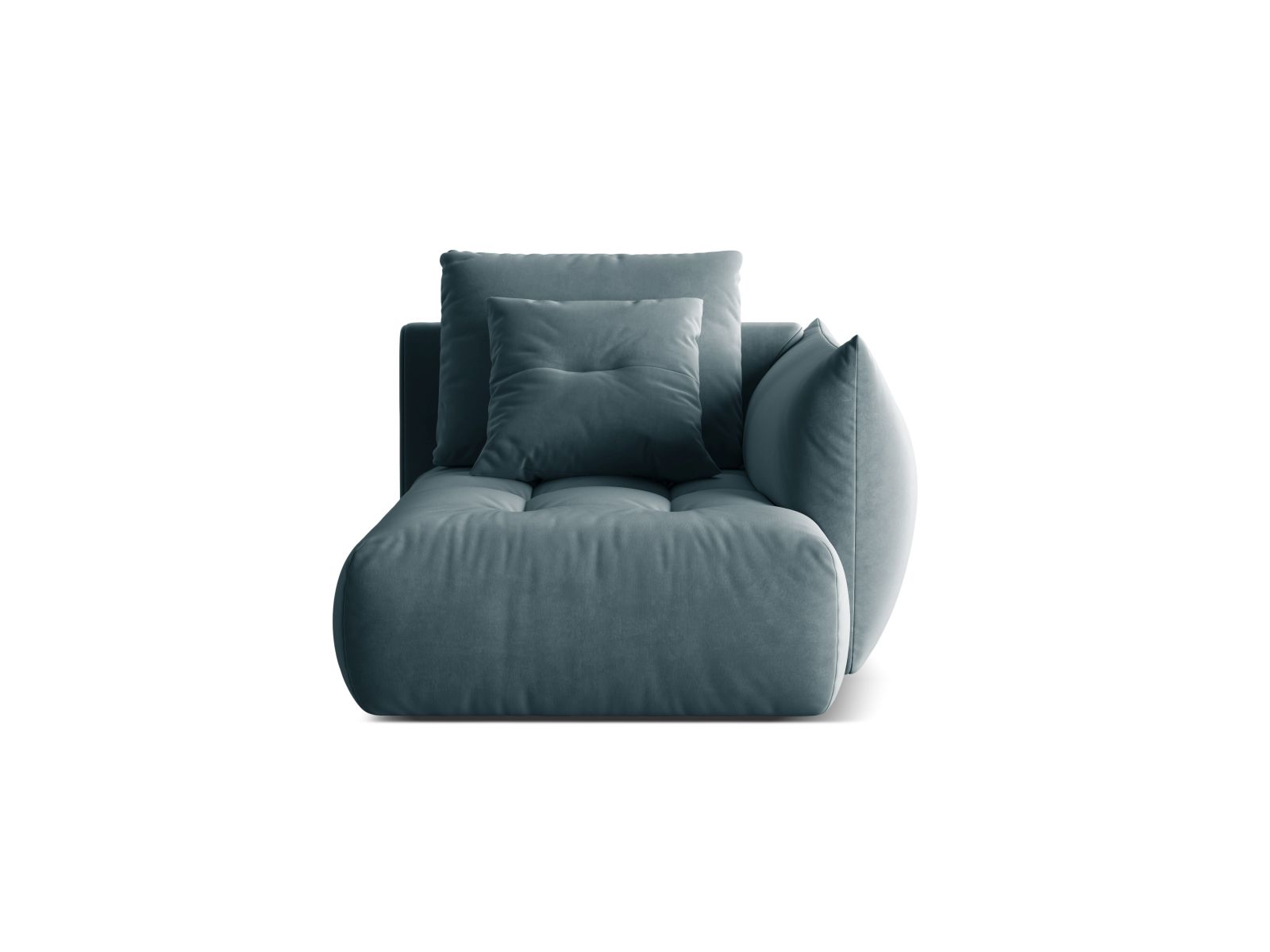 Velvet Chaise Longue Right, "Bloom", 1 Seat, 112x152x97