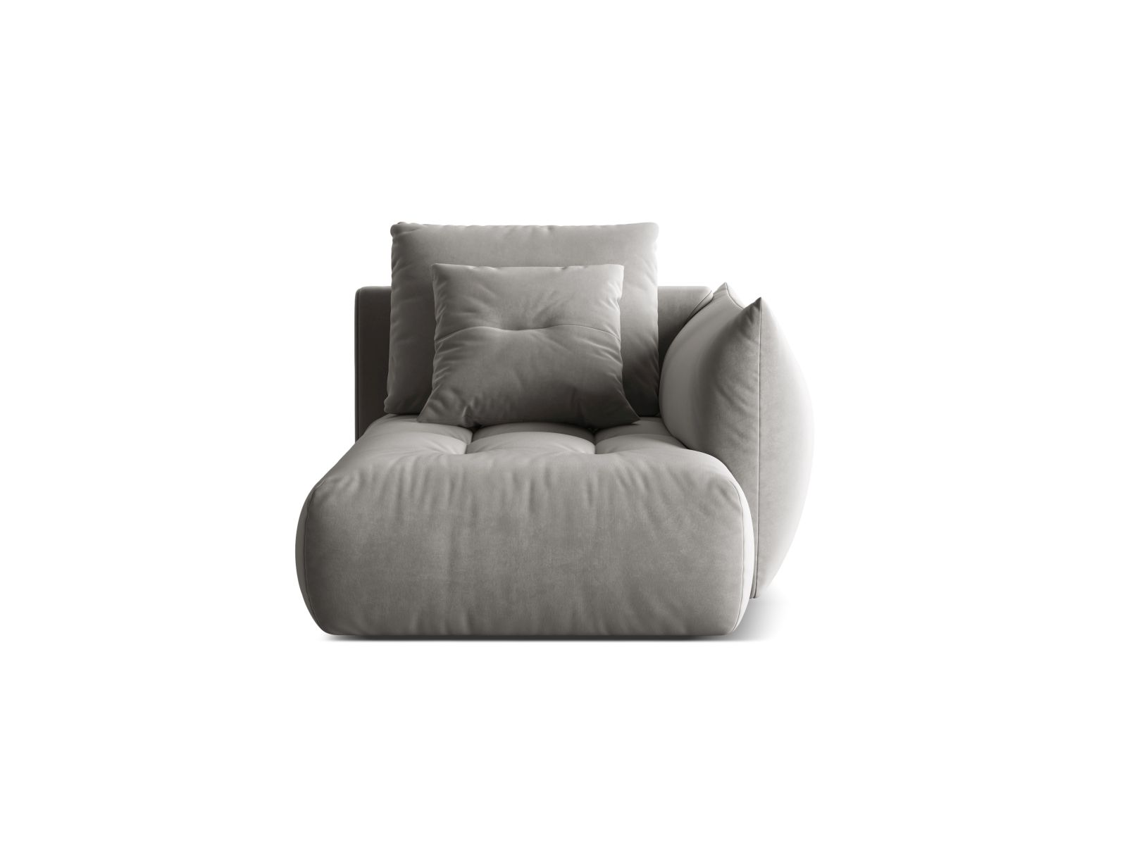 Velvet Chaise Longue Right, "Bloom", 1 Seat, 112x152x97